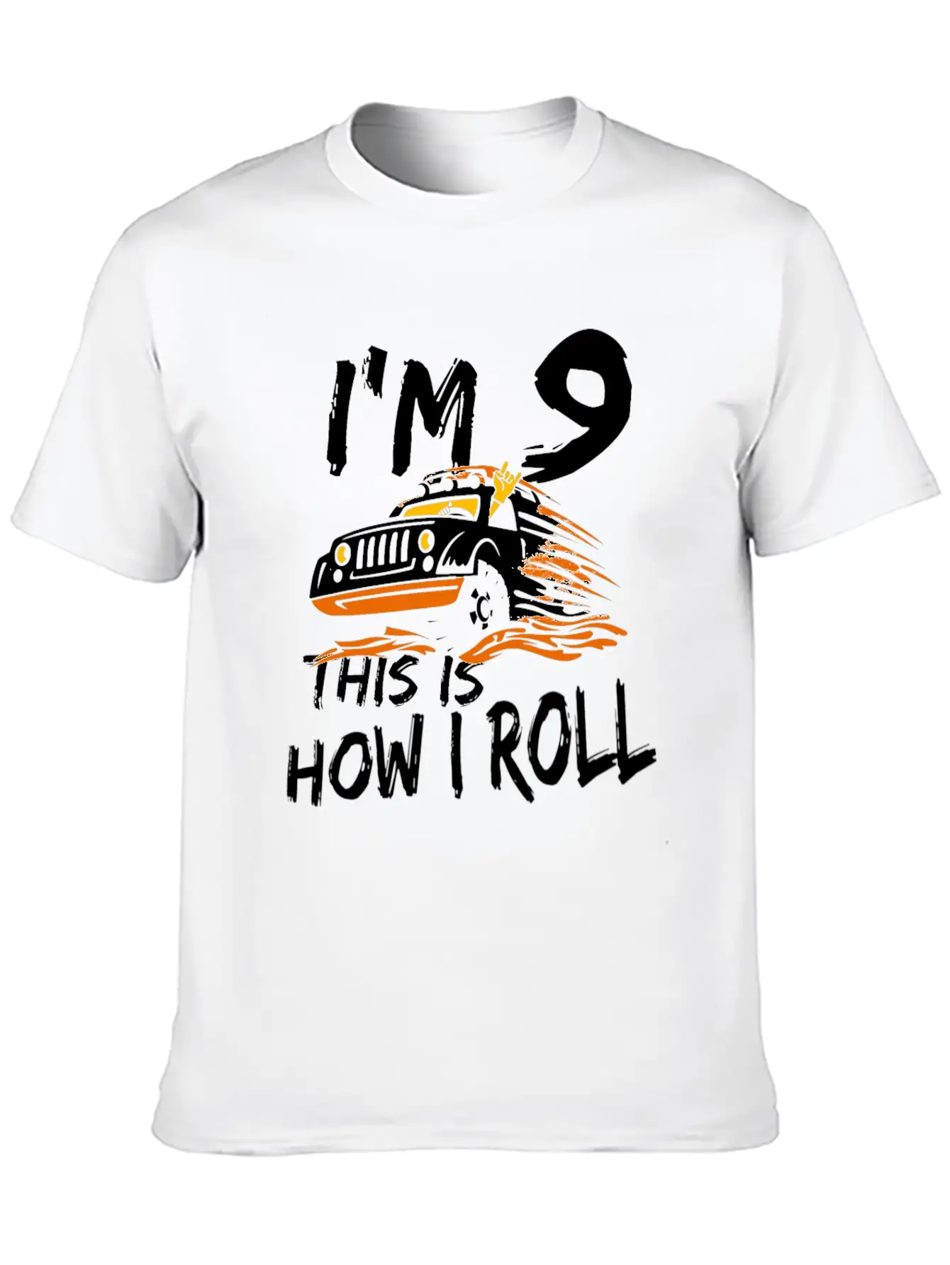 4x4 Monster Truck I'm 9 This Is How I Roll Lightweight Cotton T-Shirt – Daily Comfort Graphic Shirt