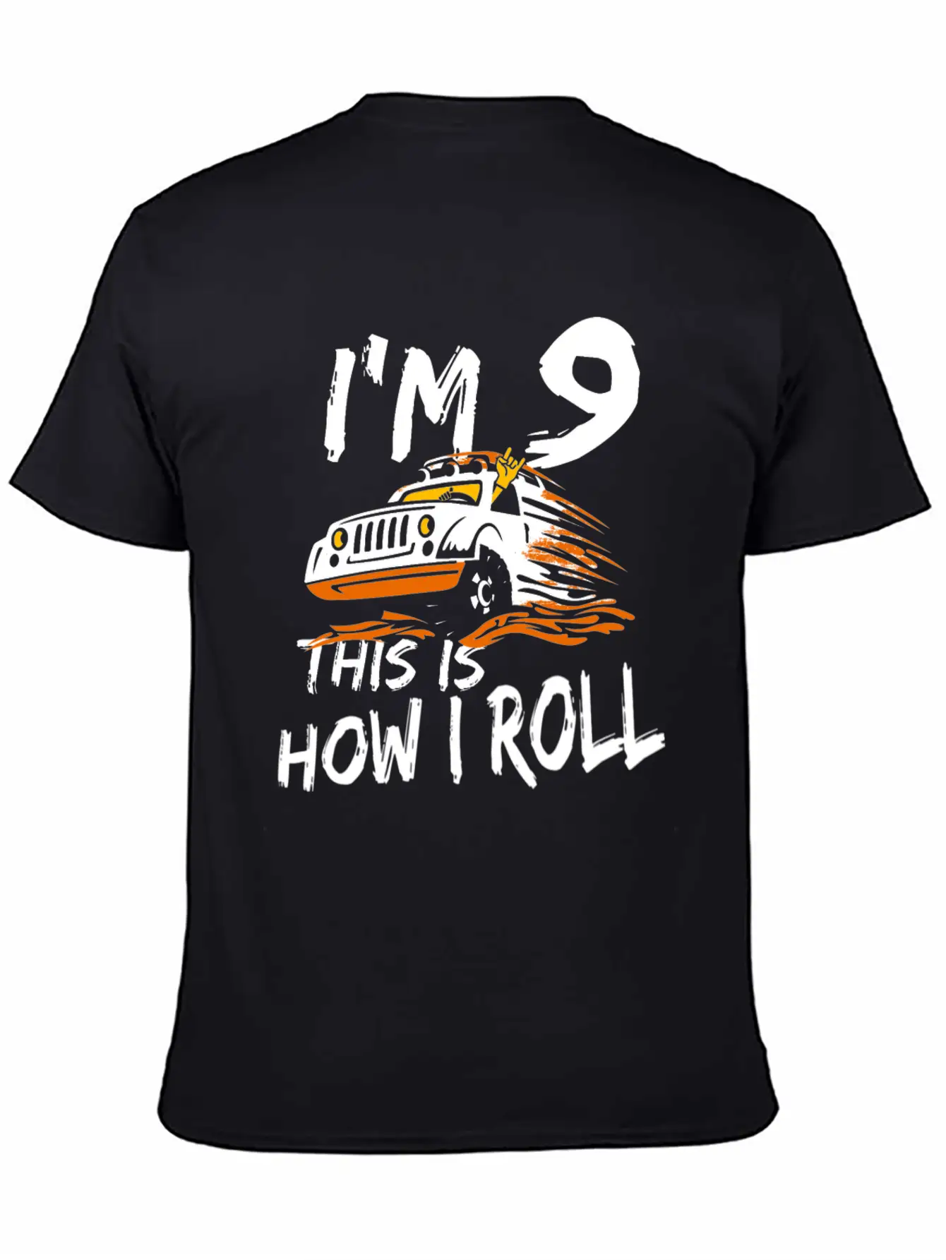 4x4 Monster Truck I'm 9 This Is How I Roll Lightweight Cotton T-Shirt – Daily Comfort Graphic Shirt