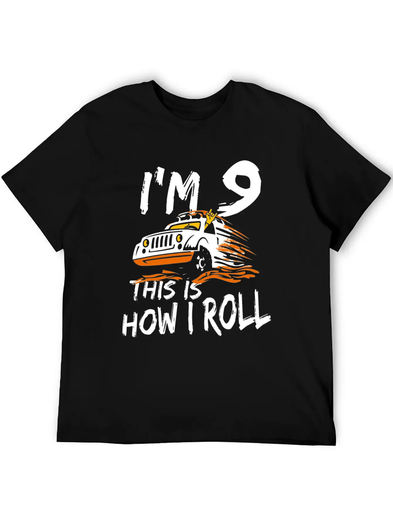 4x4 Monster Truck I'm 9 This Is How I Roll Lightweight Cotton T-Shirt – Daily Comfort Graphic Shirt