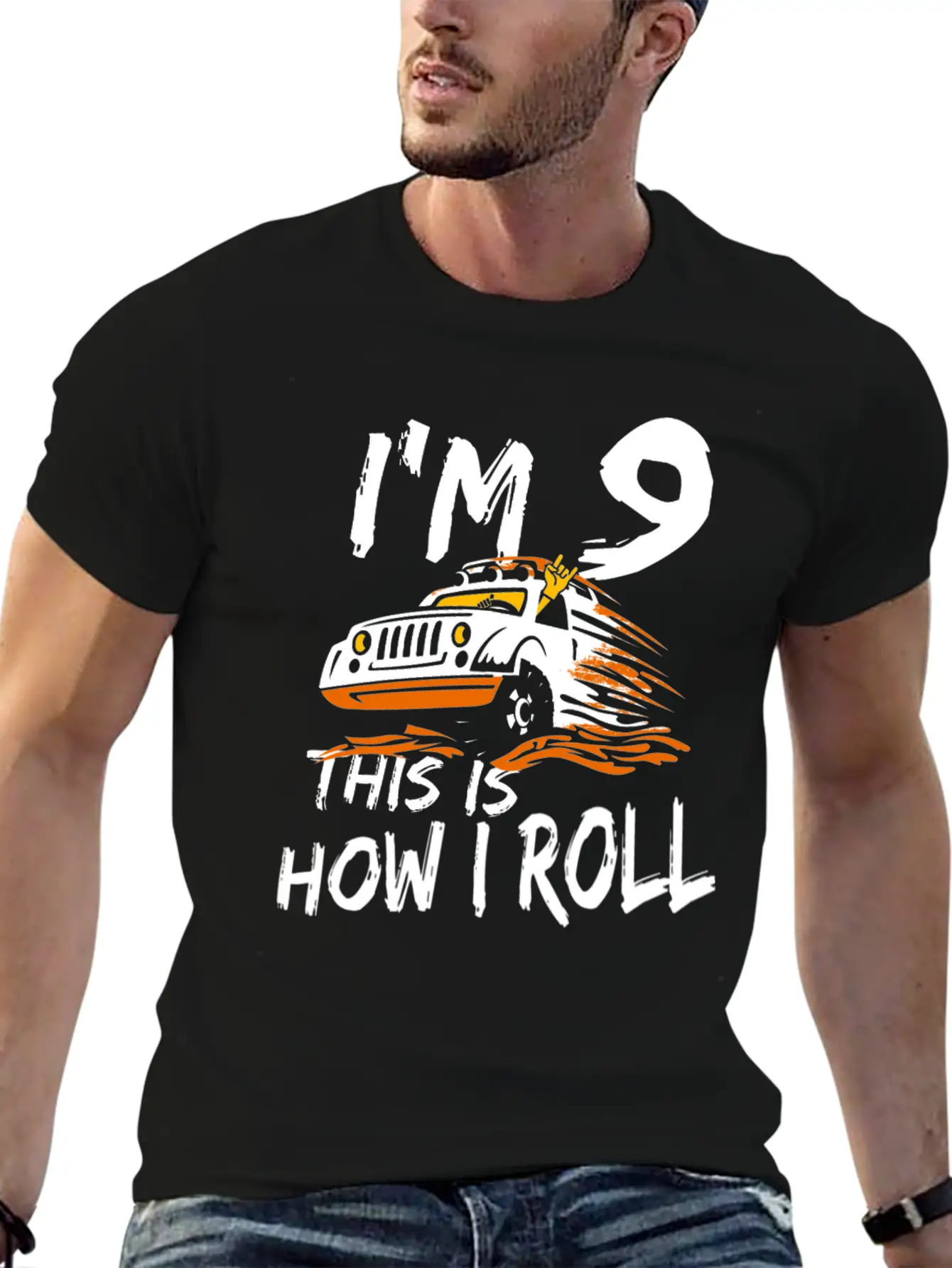 4x4 Monster Truck I'm 9 This Is How I Roll Lightweight Cotton T-Shirt – Daily Comfort Graphic Shirt
