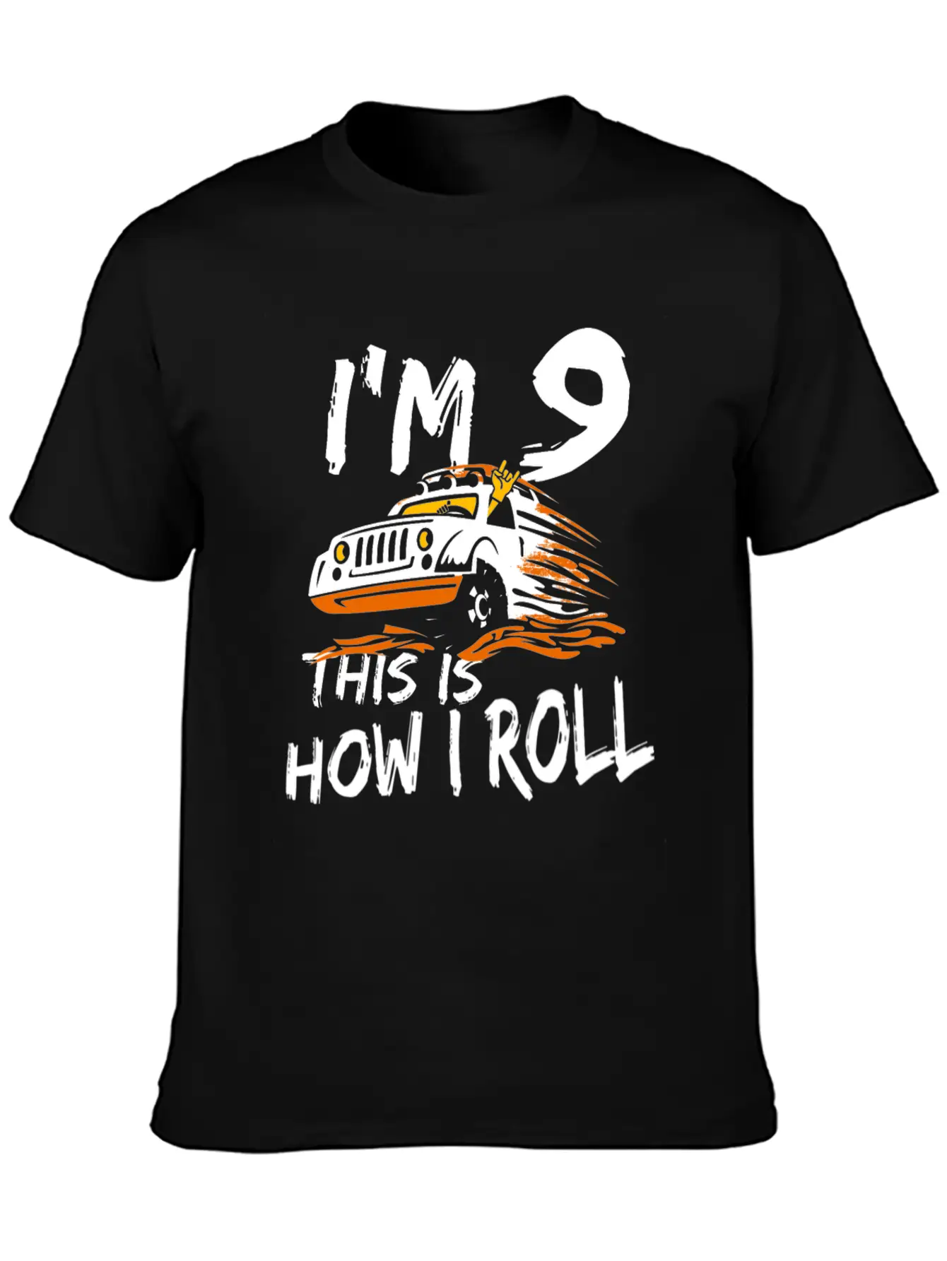 4x4 Monster Truck I'm 9 This Is How I Roll Lightweight Cotton T-Shirt – Daily Comfort Graphic Shirt