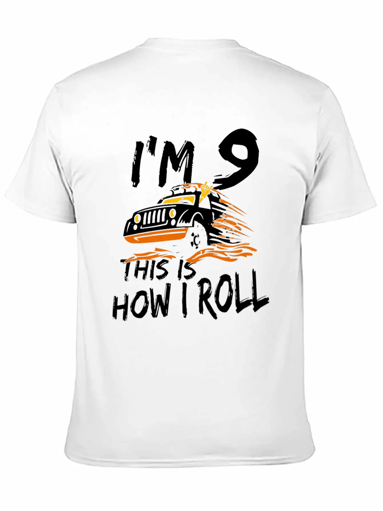 4x4 Monster Truck I'm 9 This Is How I Roll Lightweight Cotton T-Shirt – Daily Comfort Graphic Shirt