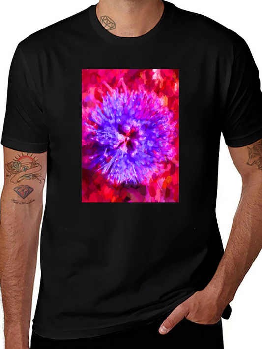 Abstract Floral Print Black T-Shirt