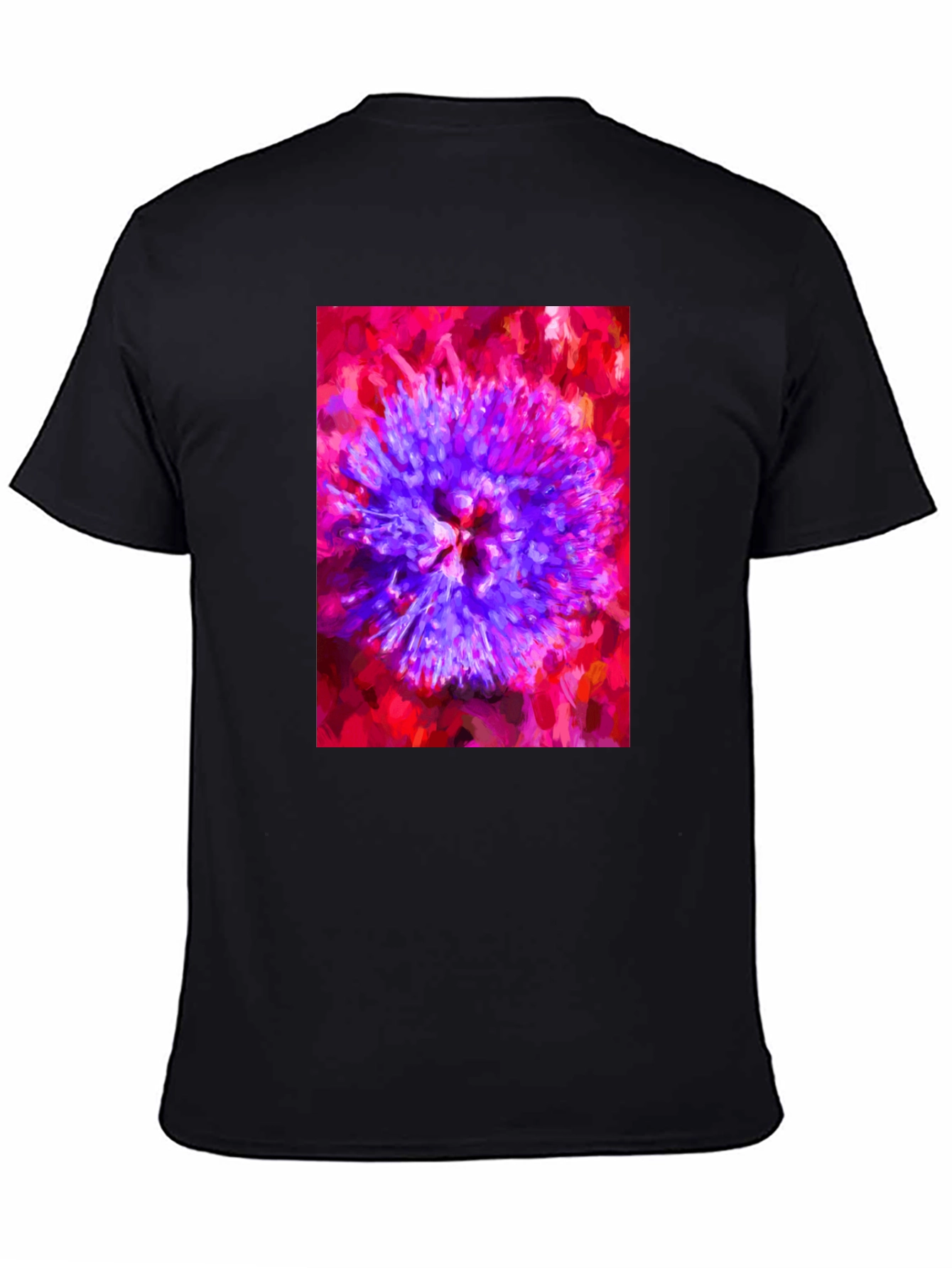 Abstract Floral Print Black T-Shirt