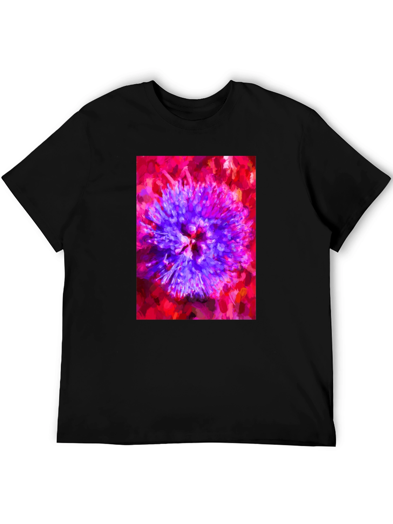 Abstract Floral Print Black T-Shirt