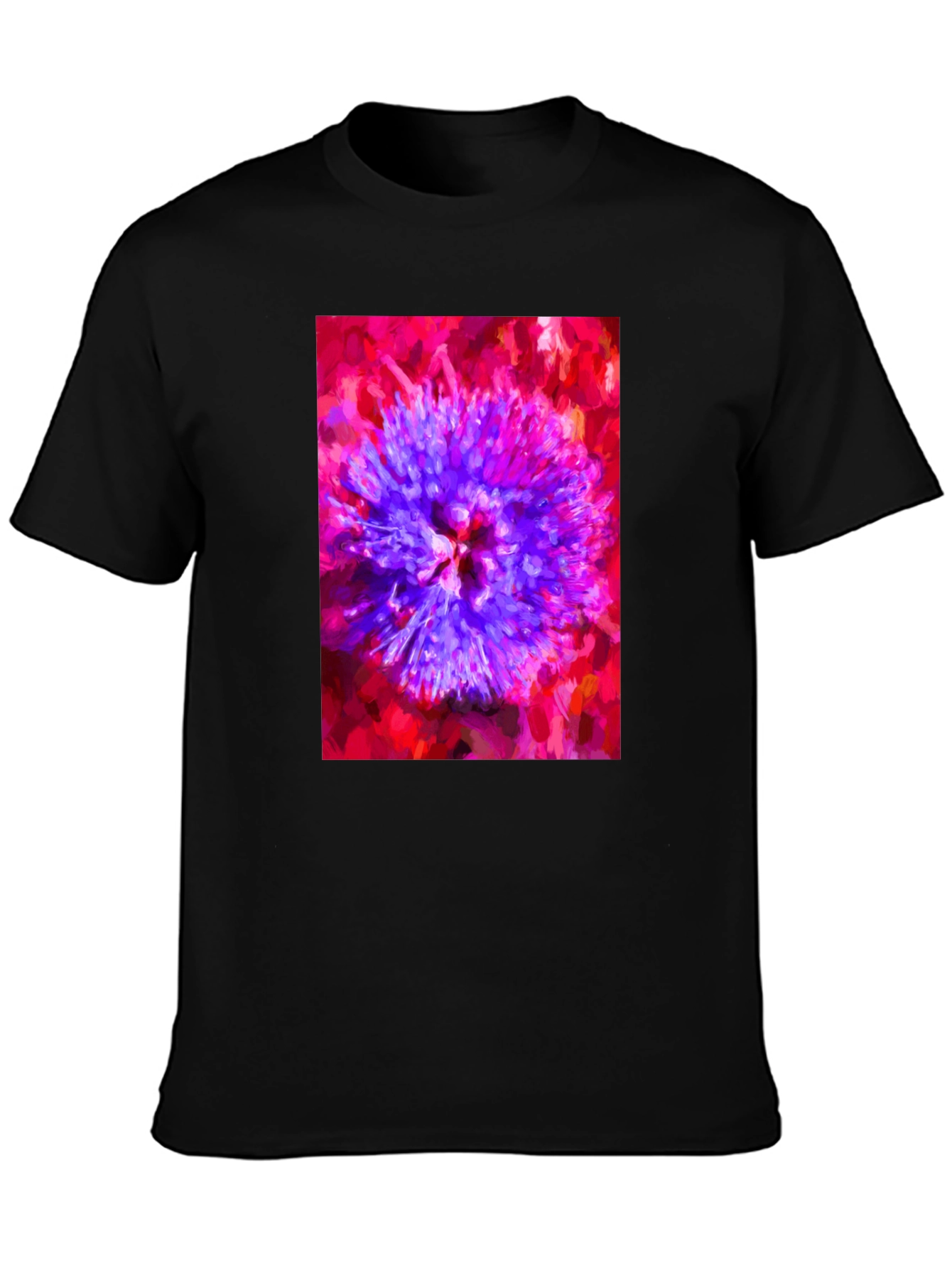 Abstract Floral Print Black T-Shirt