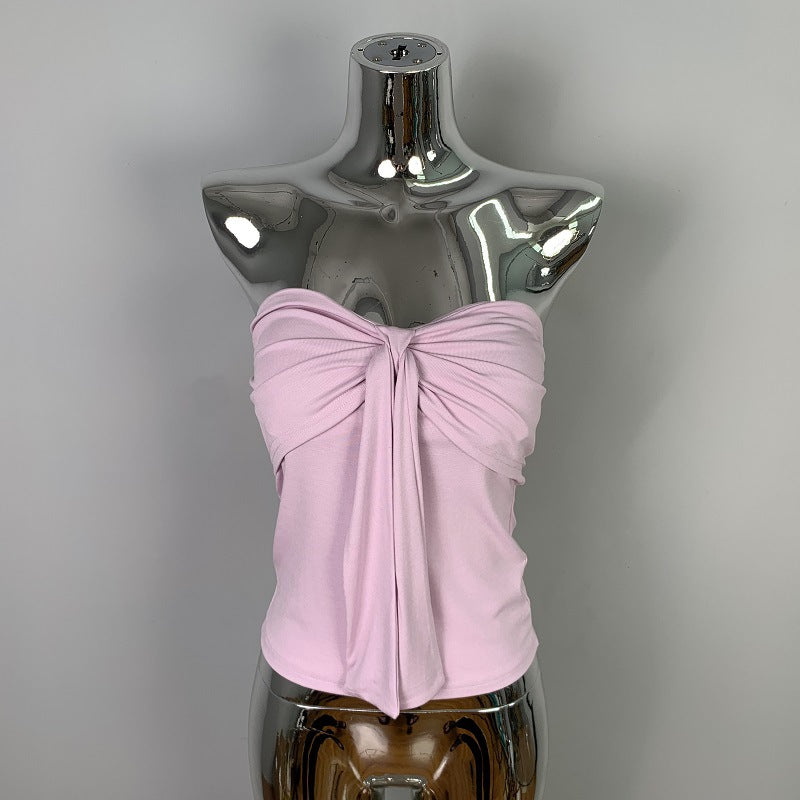 Pleated Padded Tube Top for Women