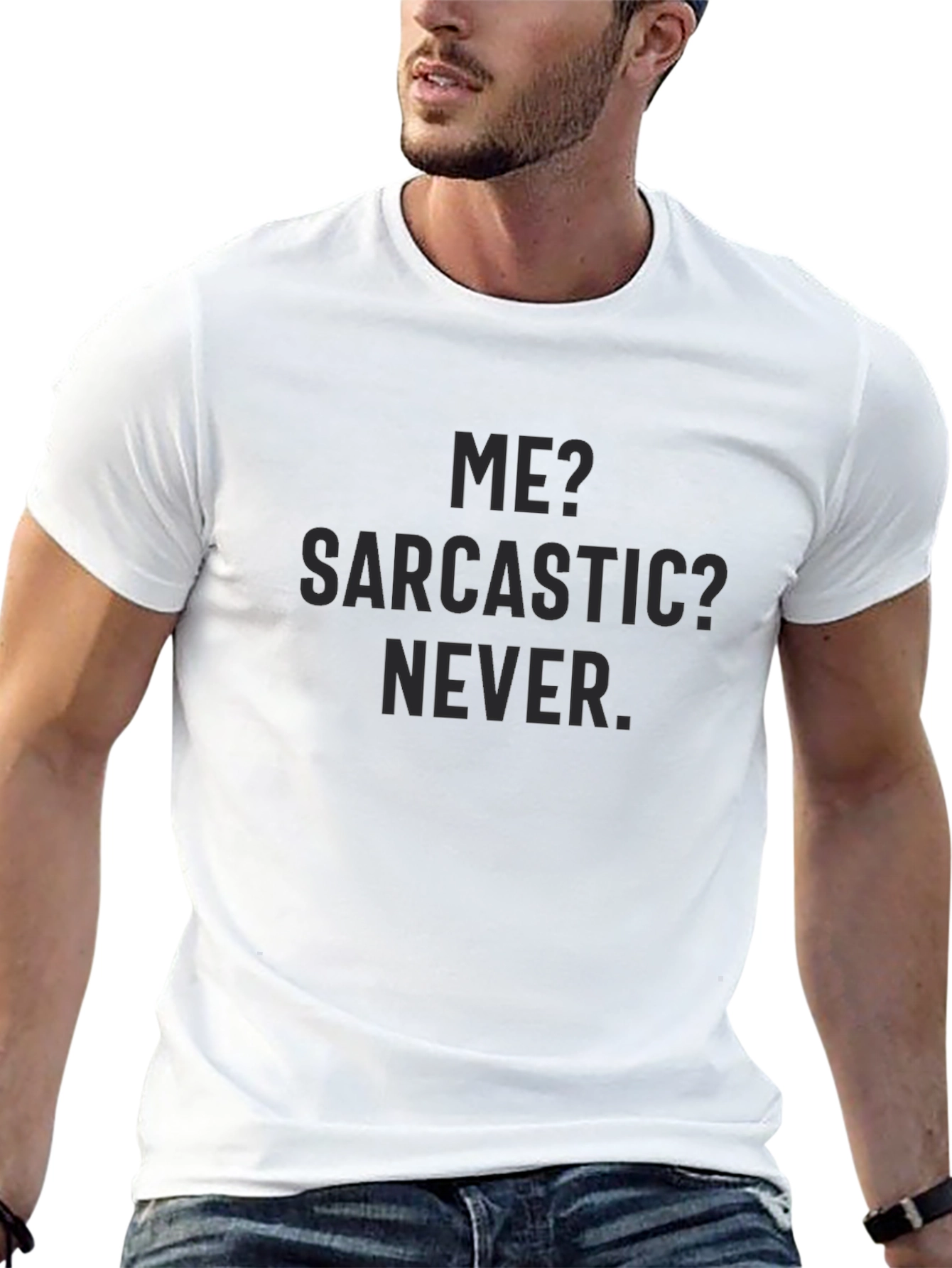 Sarcastic Never Mens Black T-Shirt