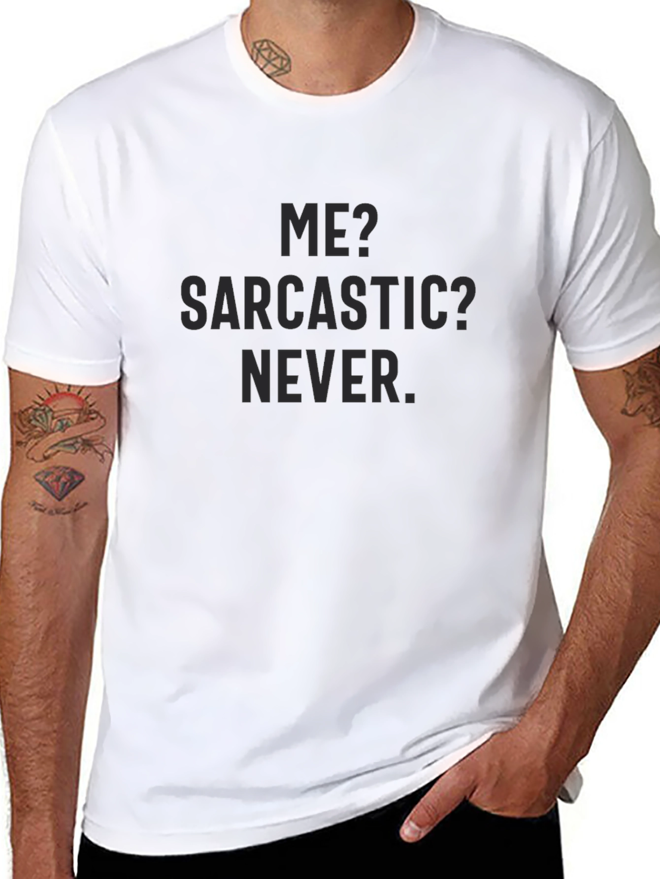 Sarcastic Never Mens Black T-Shirt