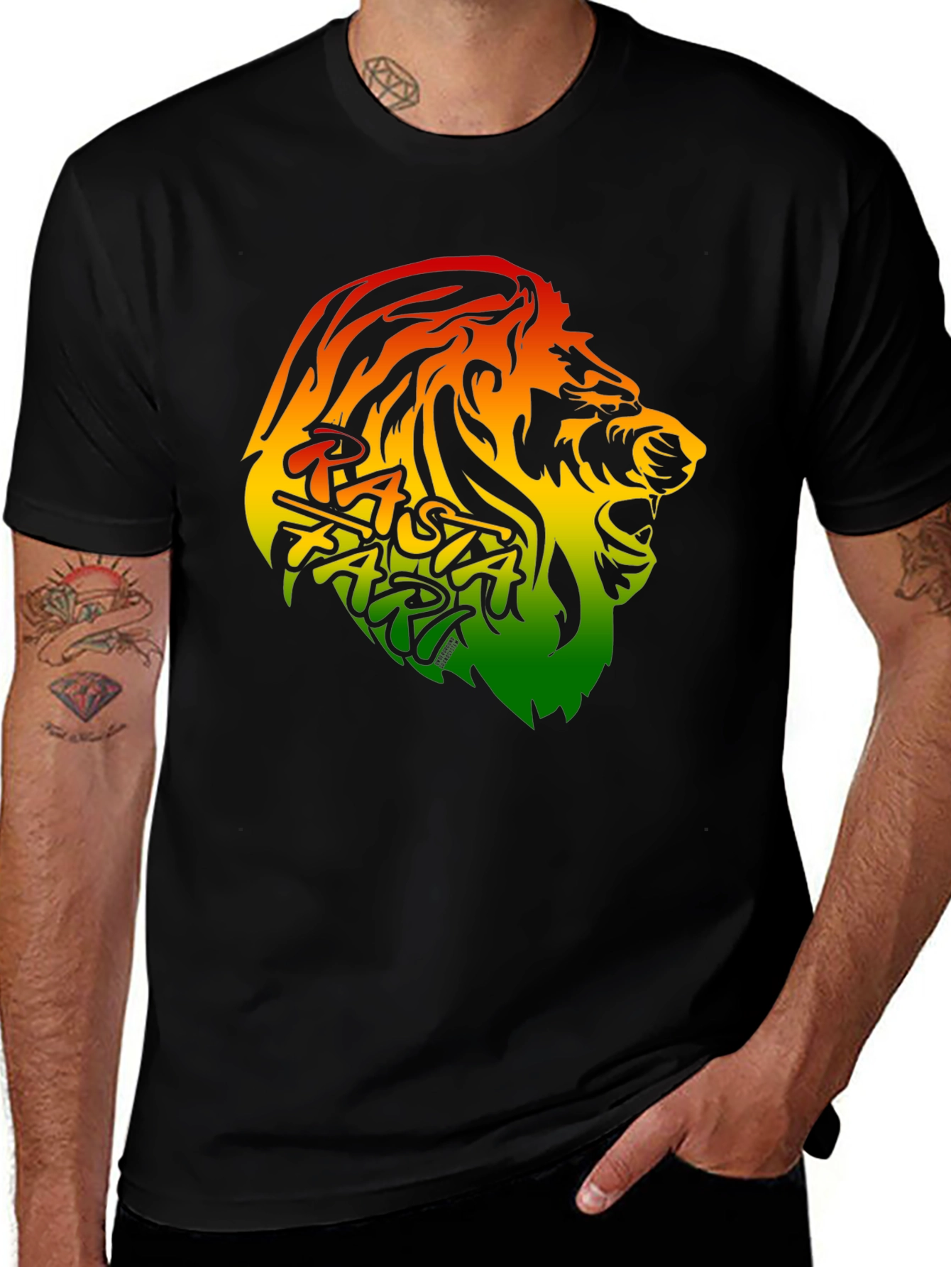 Rasta Lion Graphic Tee - Black