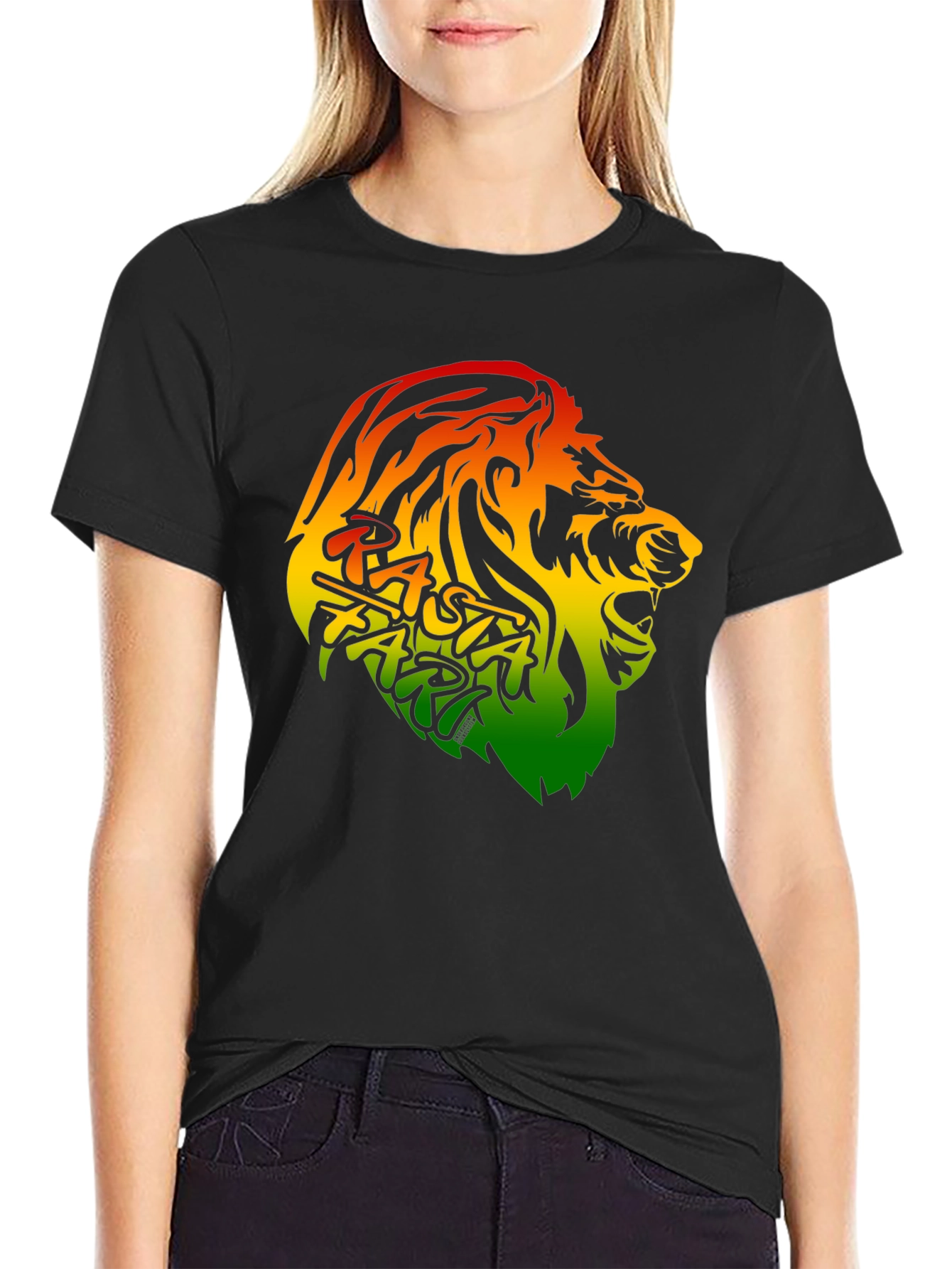 Rasta Lion Graphic Tee - Black