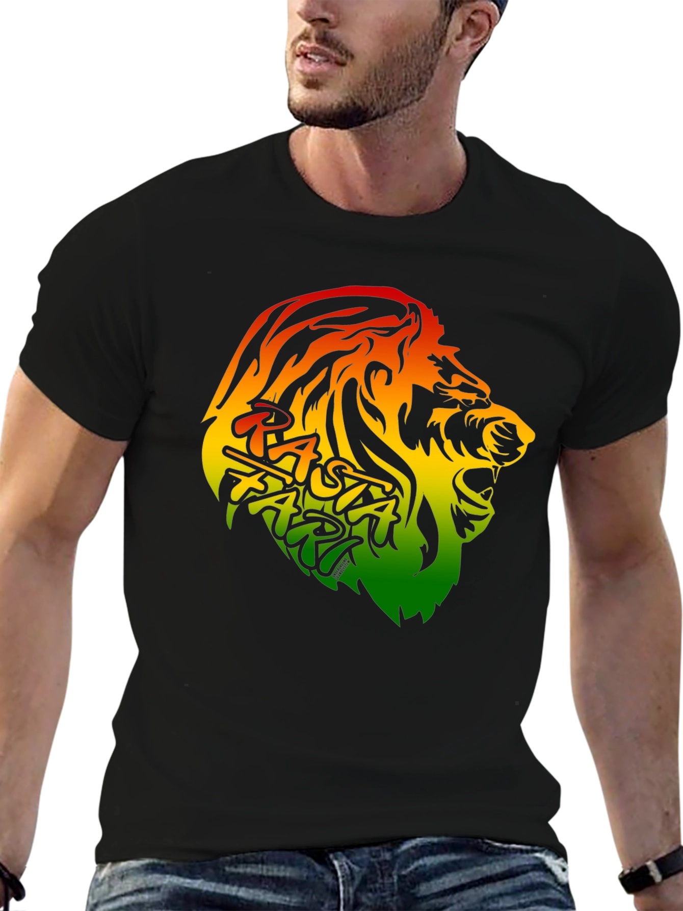 Rasta Lion Graphic Tee - Black