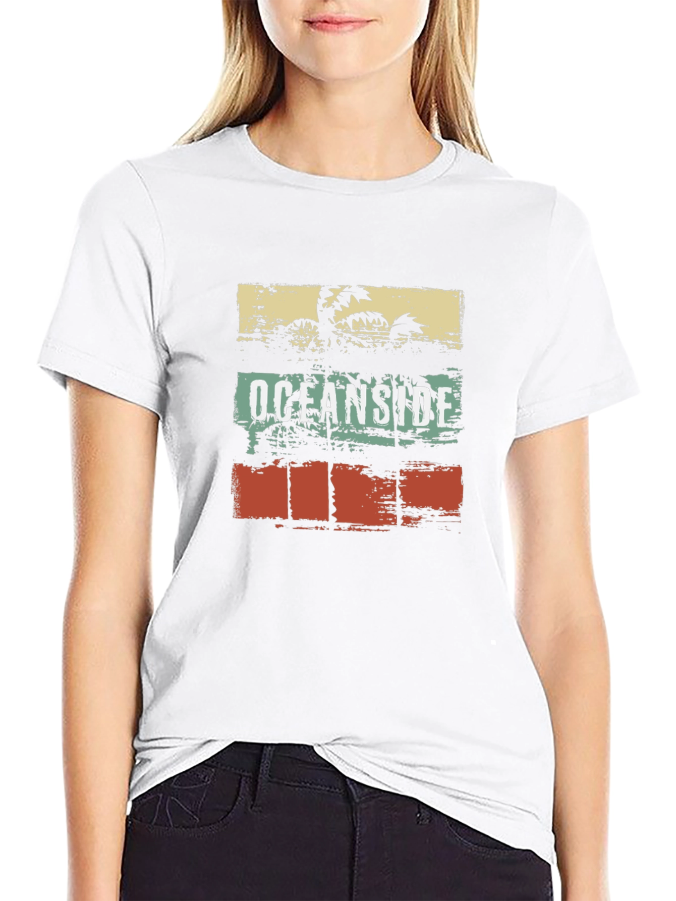 Oceanside Graphic Print T-Shirt - Retro Beach Style