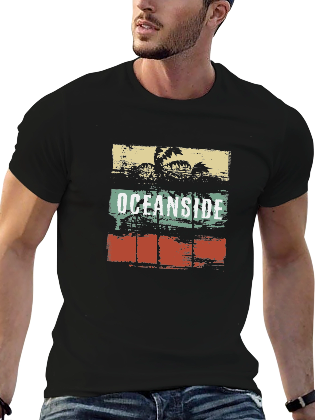 Oceanside Graphic Print T-Shirt - Retro Beach Style