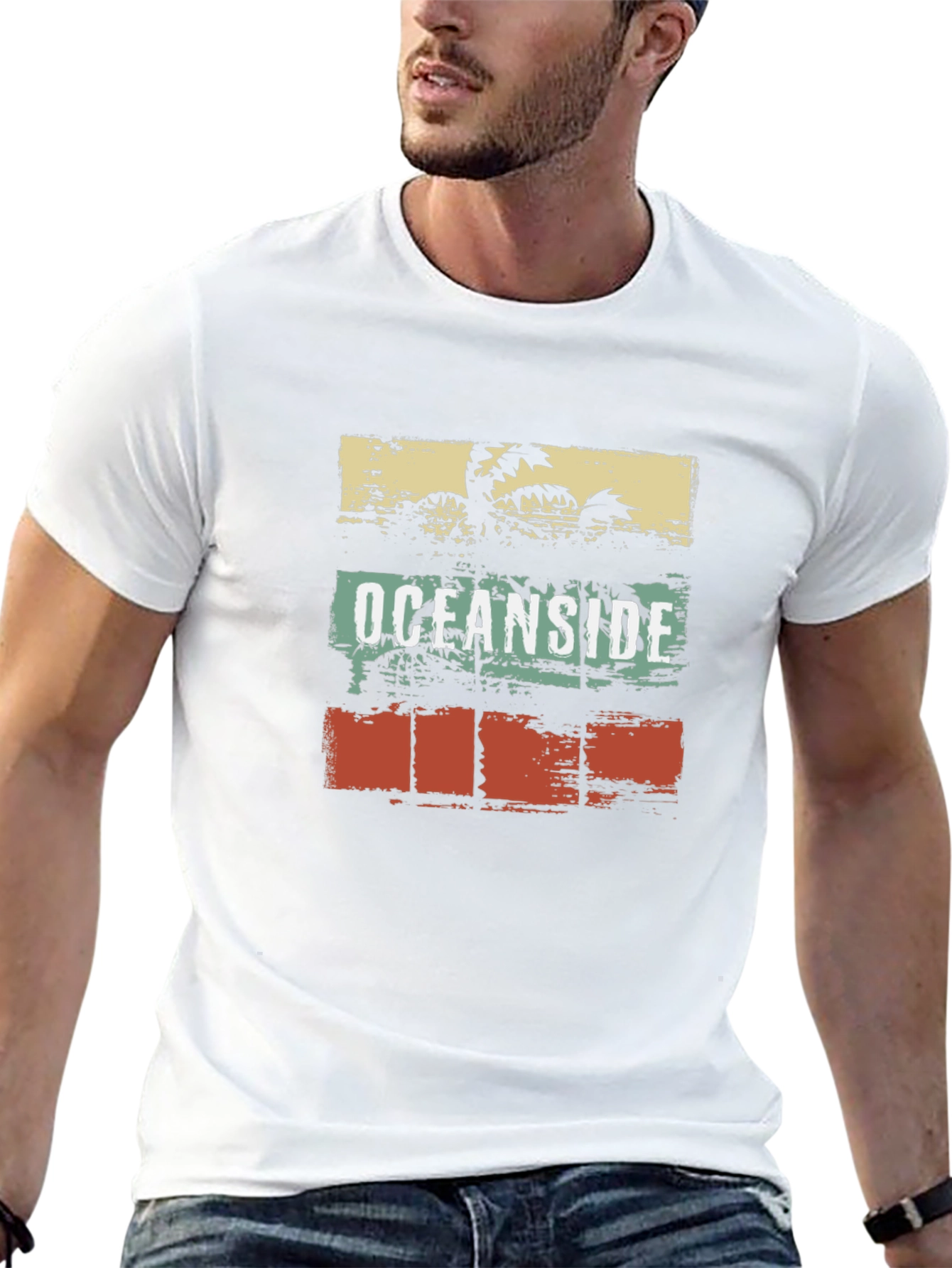 Oceanside Graphic Print T-Shirt - Retro Beach Style