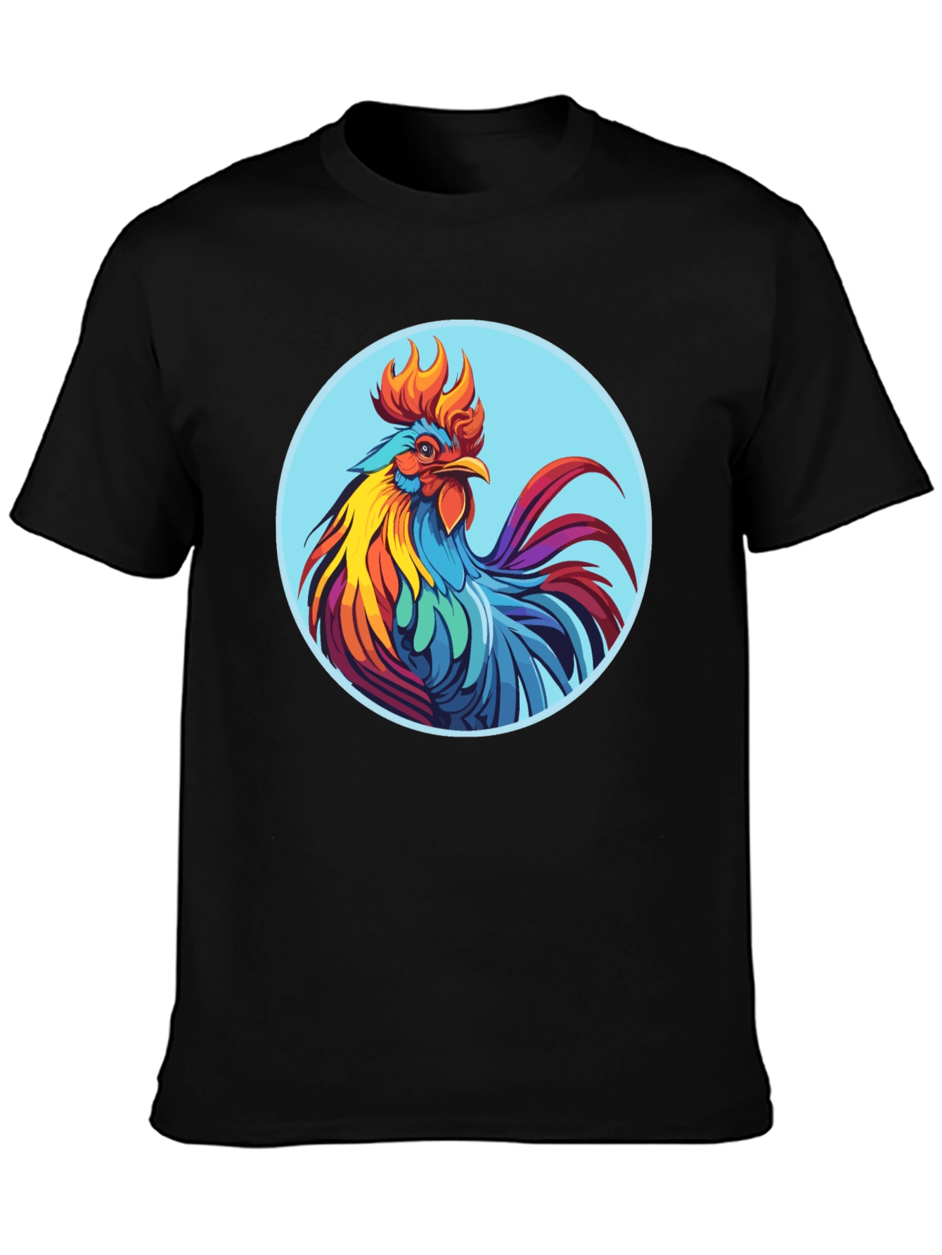 Rooster Graphic Tee - Bold Black Cotton T-Shirt