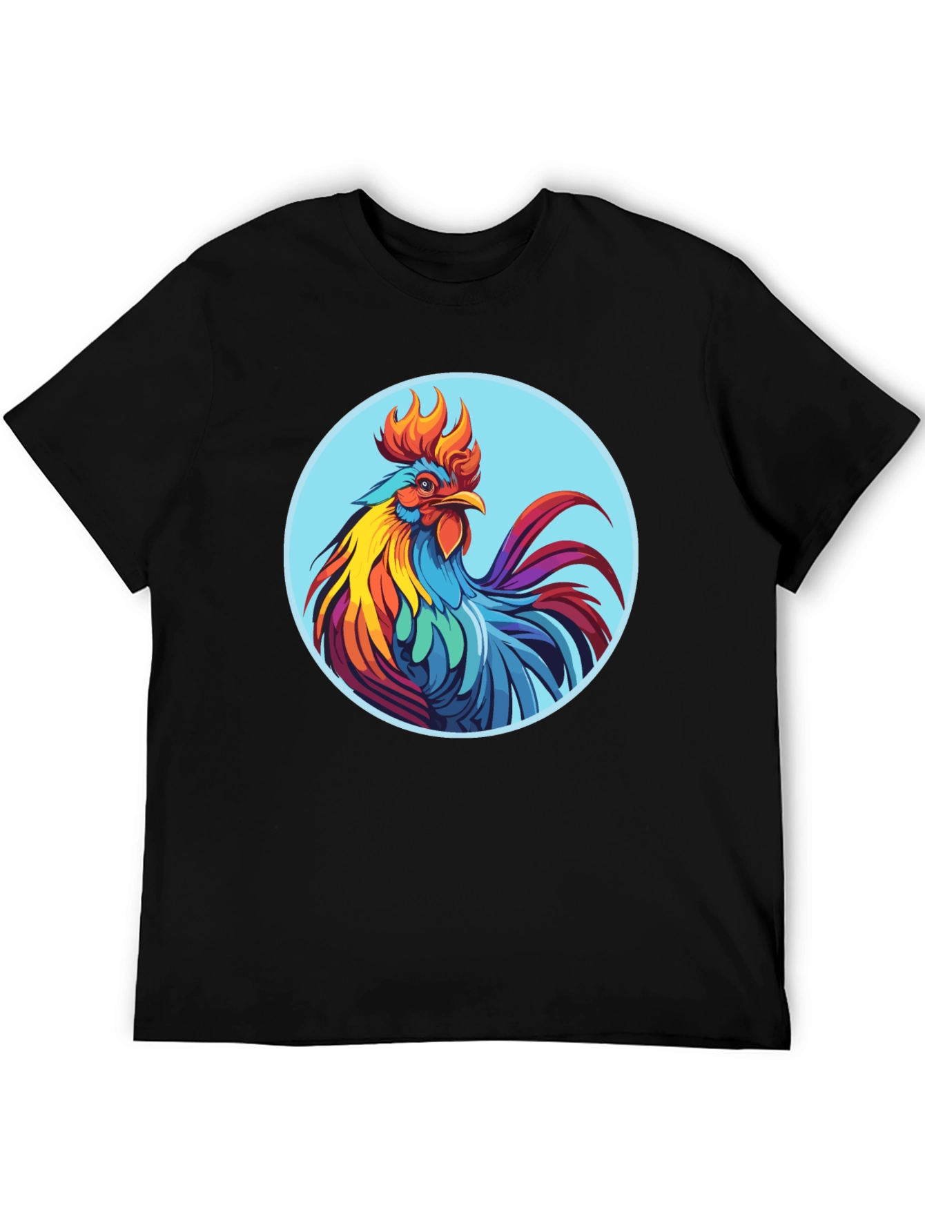 Rooster Graphic Tee - Bold Black Cotton T-Shirt