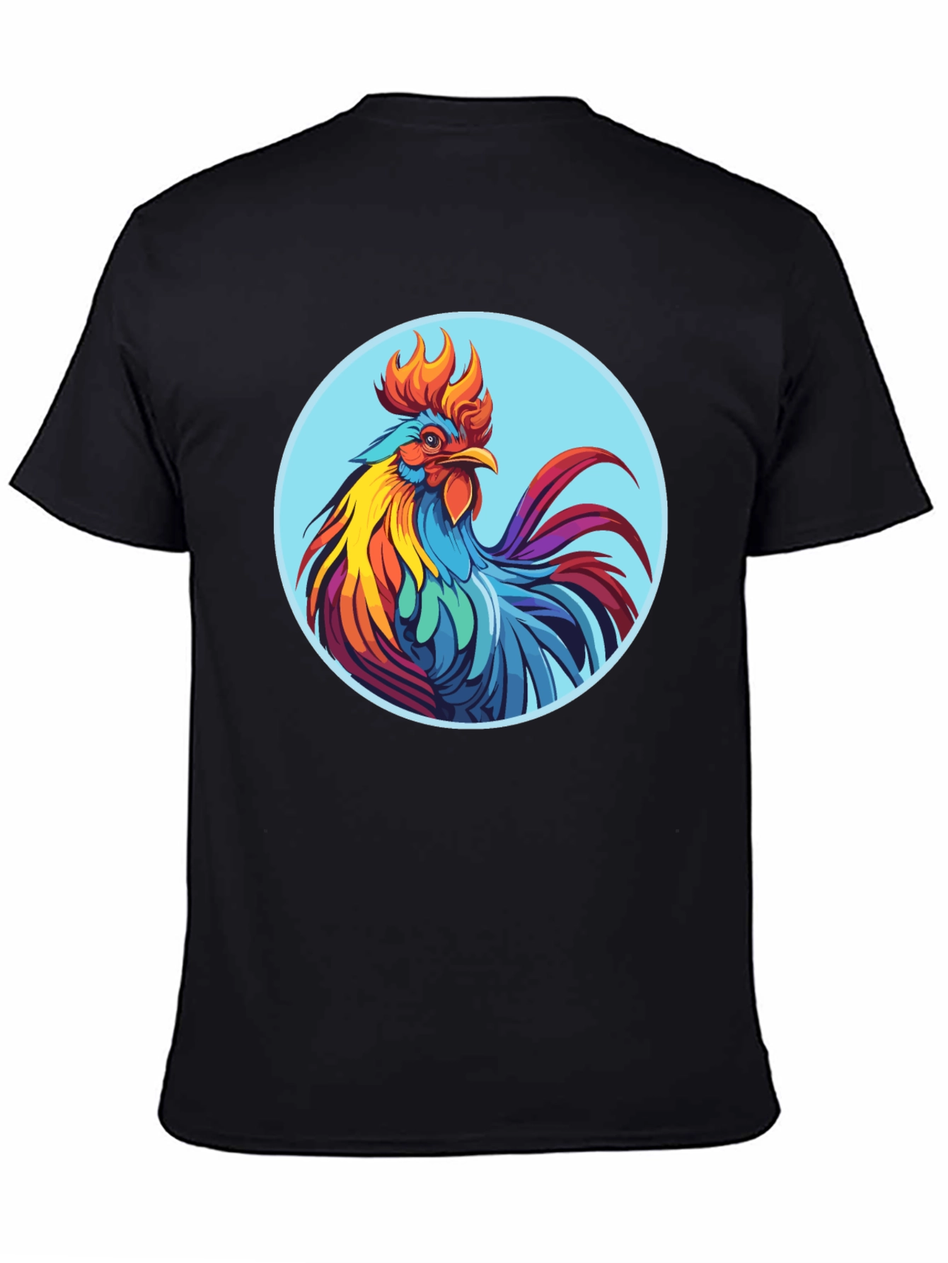 Rooster Graphic Tee - Bold Black Cotton T-Shirt