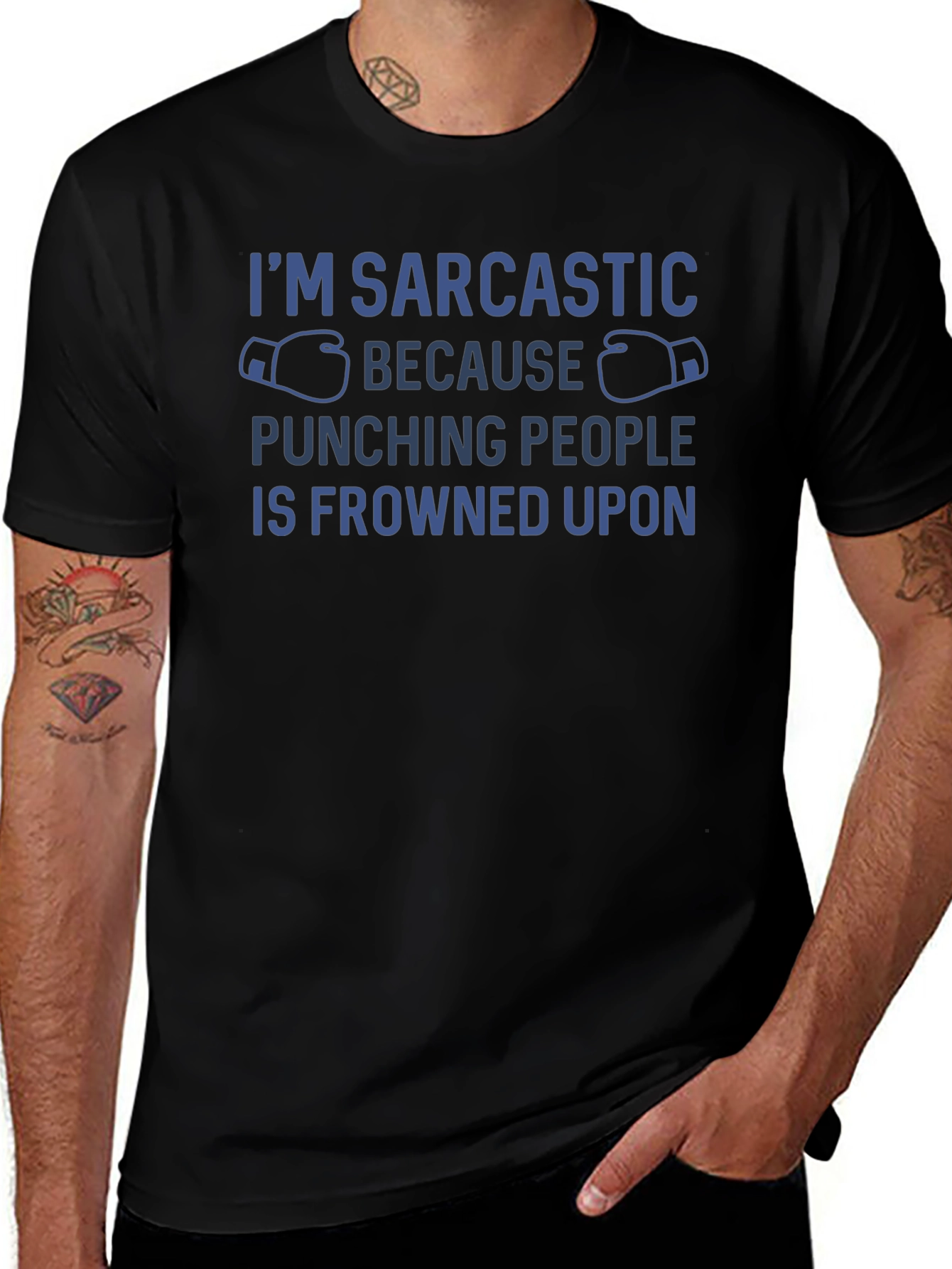 Sarcastic Punching Graphic T-Shirt