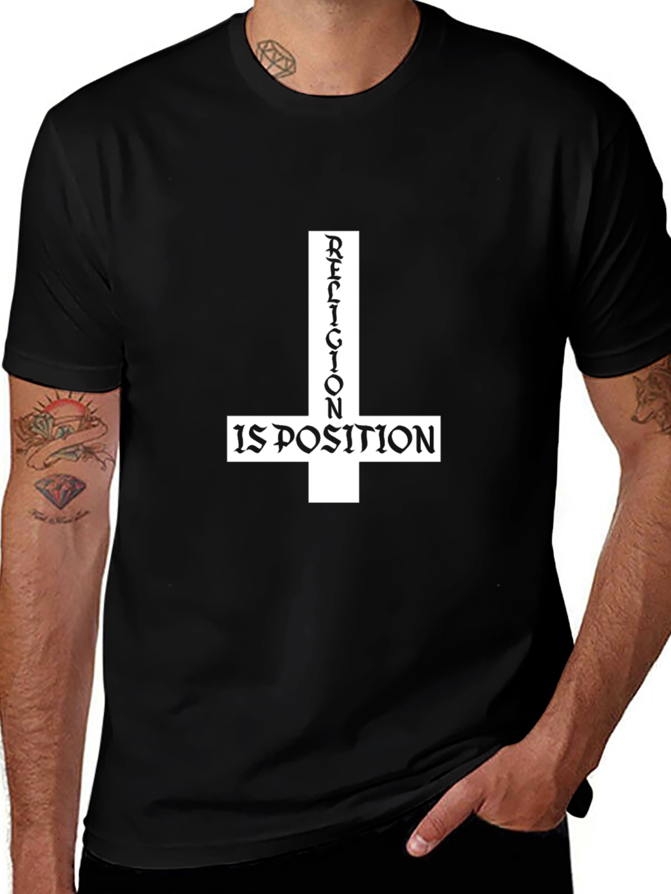 Religion is Poison T-Shirt - Inverted Cross Design