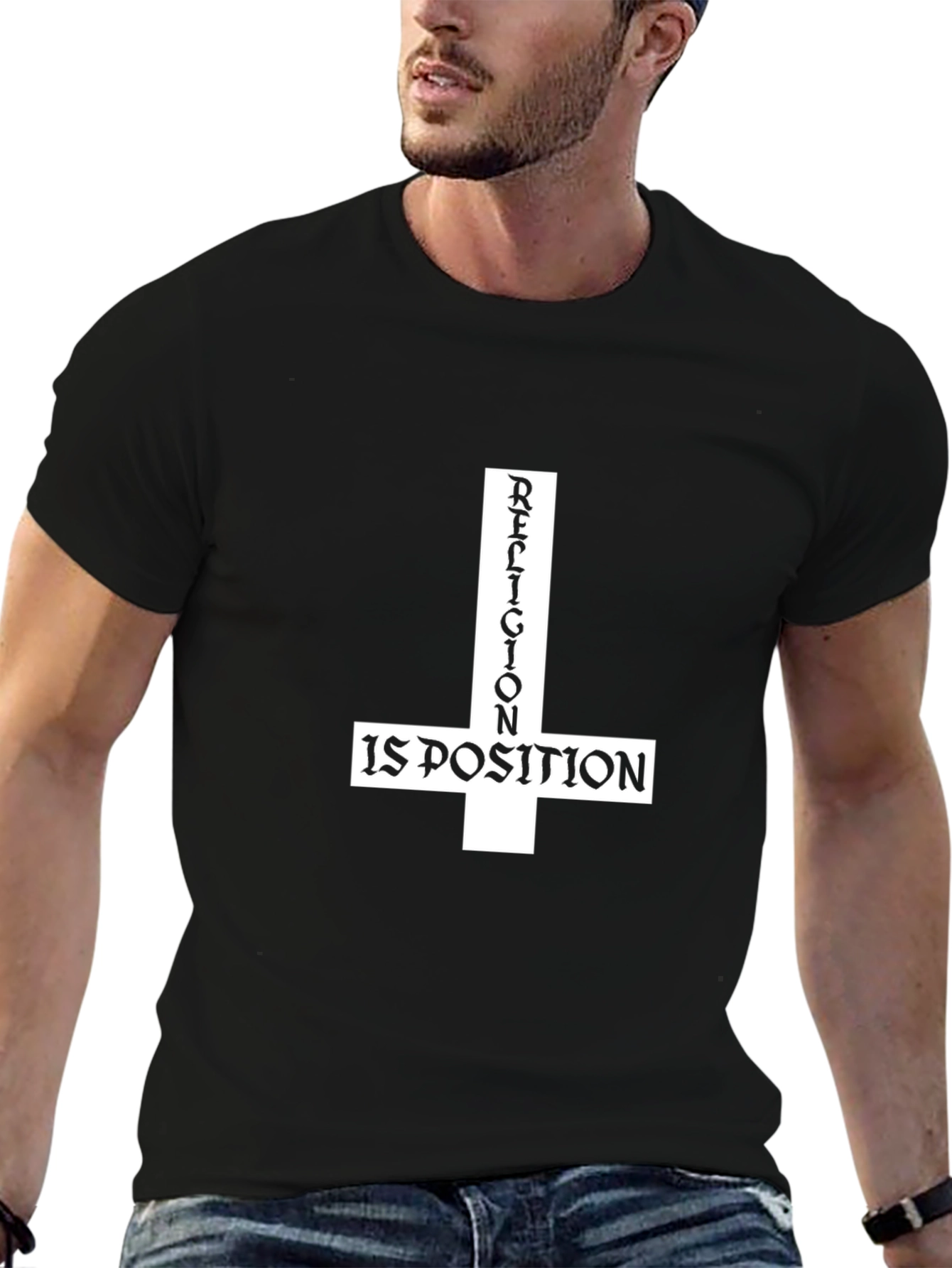 Religion is Poison T-Shirt - Inverted Cross Design
