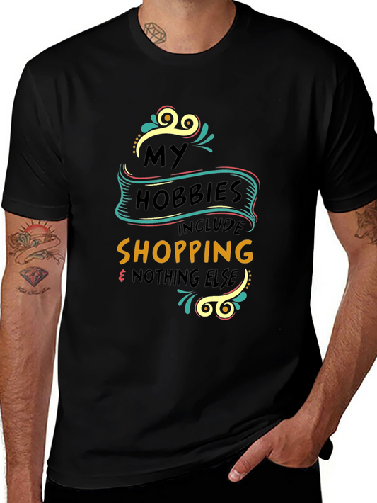 Shopping Hobby Tee - Black Graphic T-Shirt