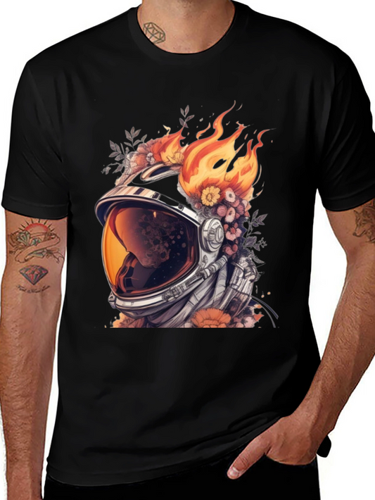 Astronaut Helmet with Flowers T-Shirt