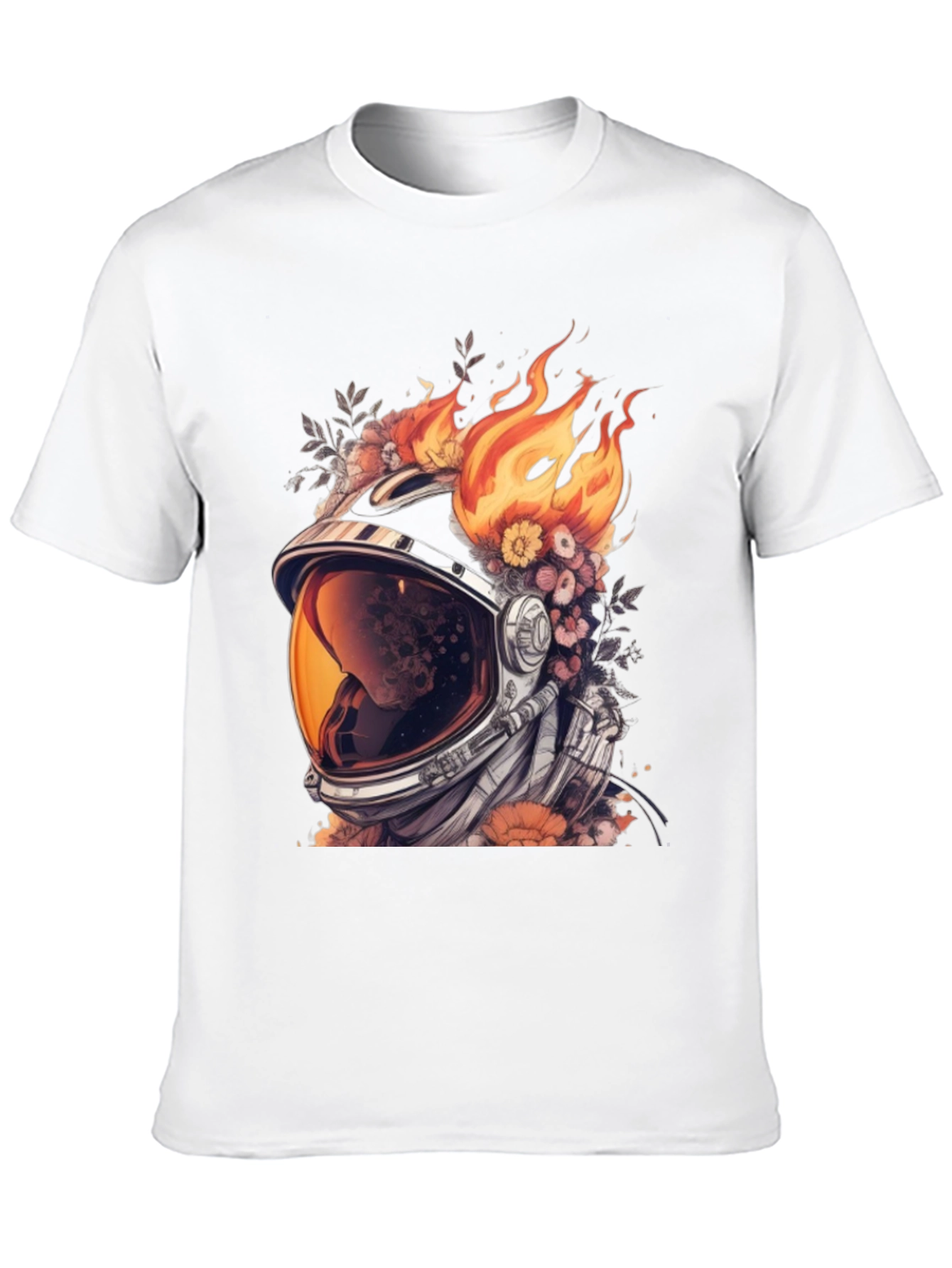 Astronaut Helmet with Flowers T-Shirt