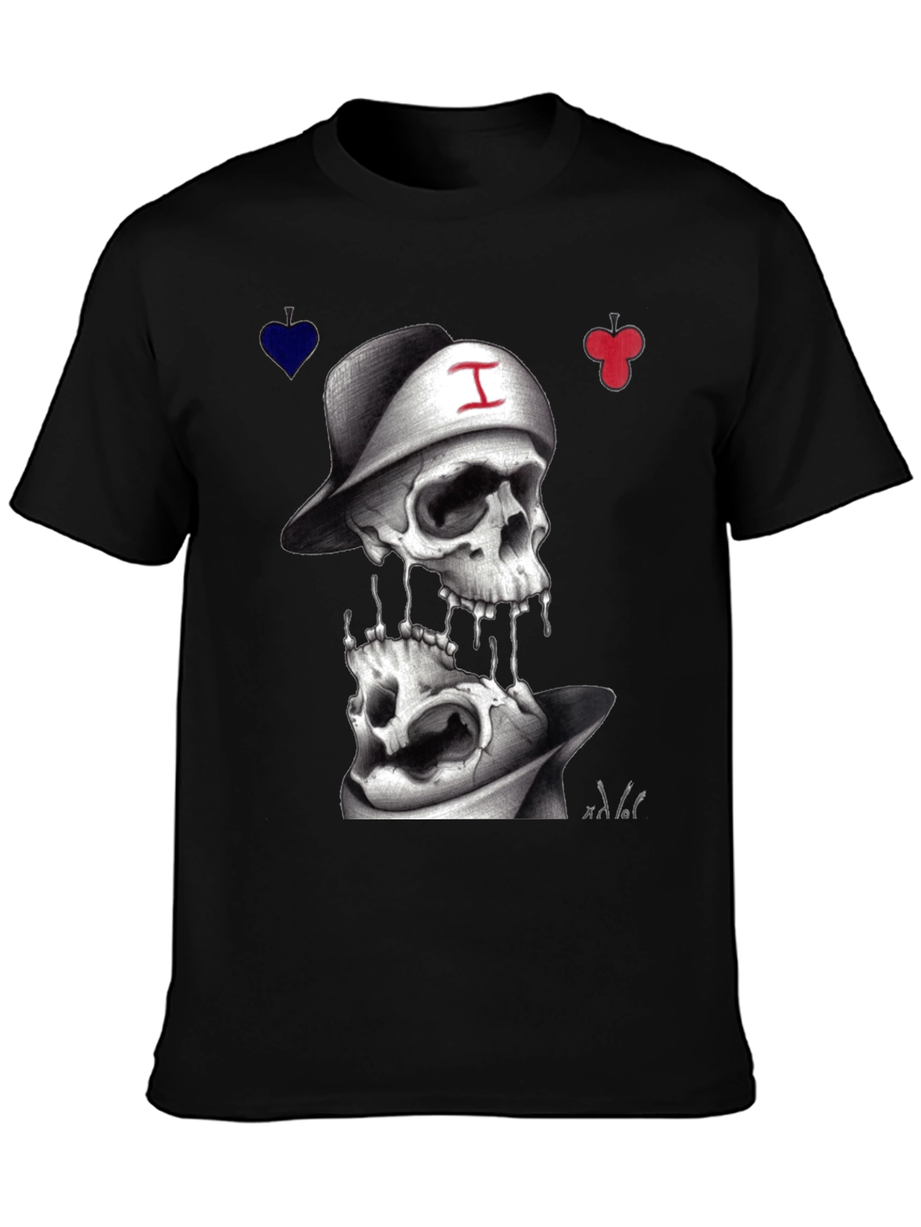 Skull Graphic T-Shirt with Cards