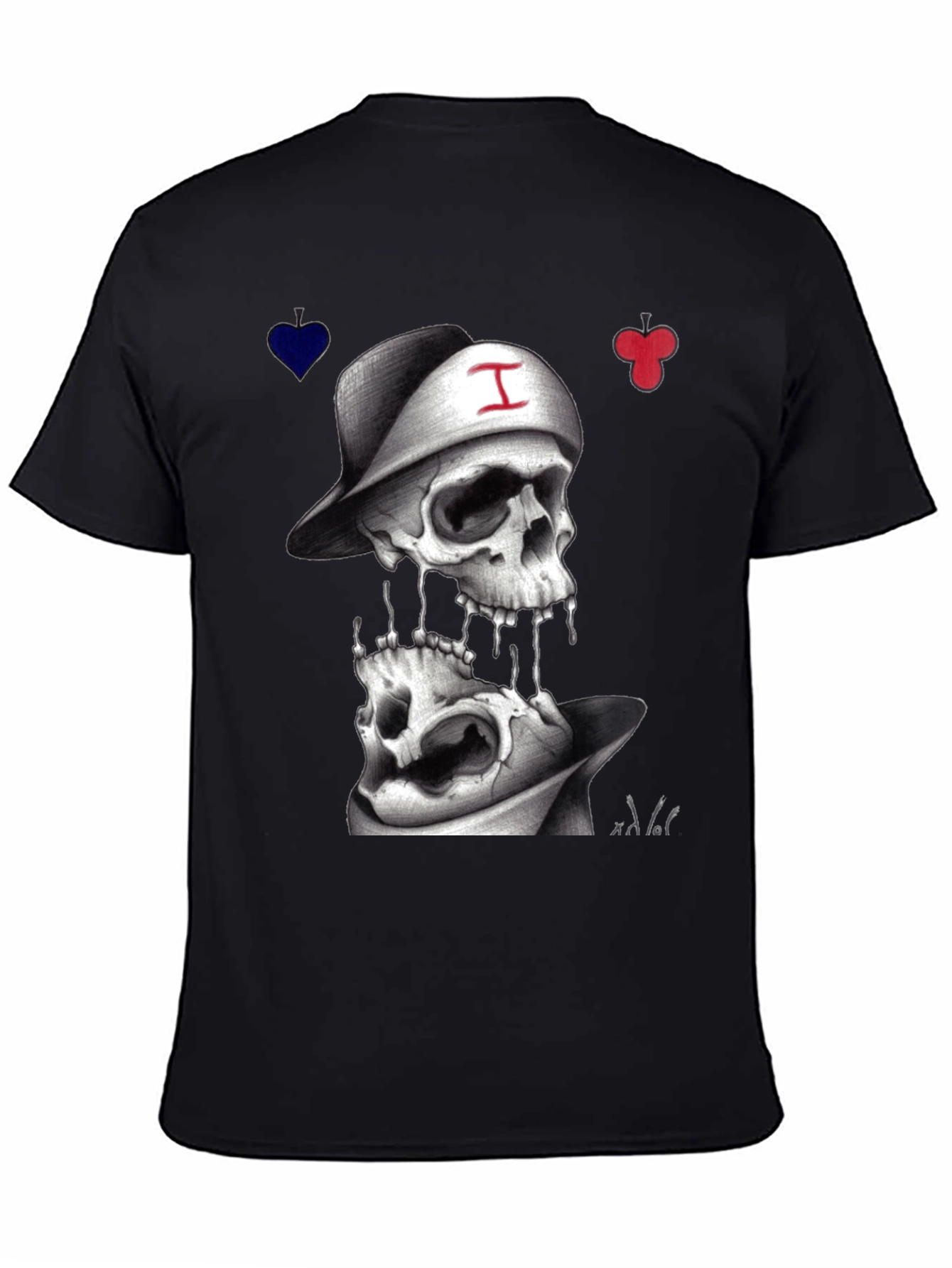 Skull Graphic T-Shirt with Cards