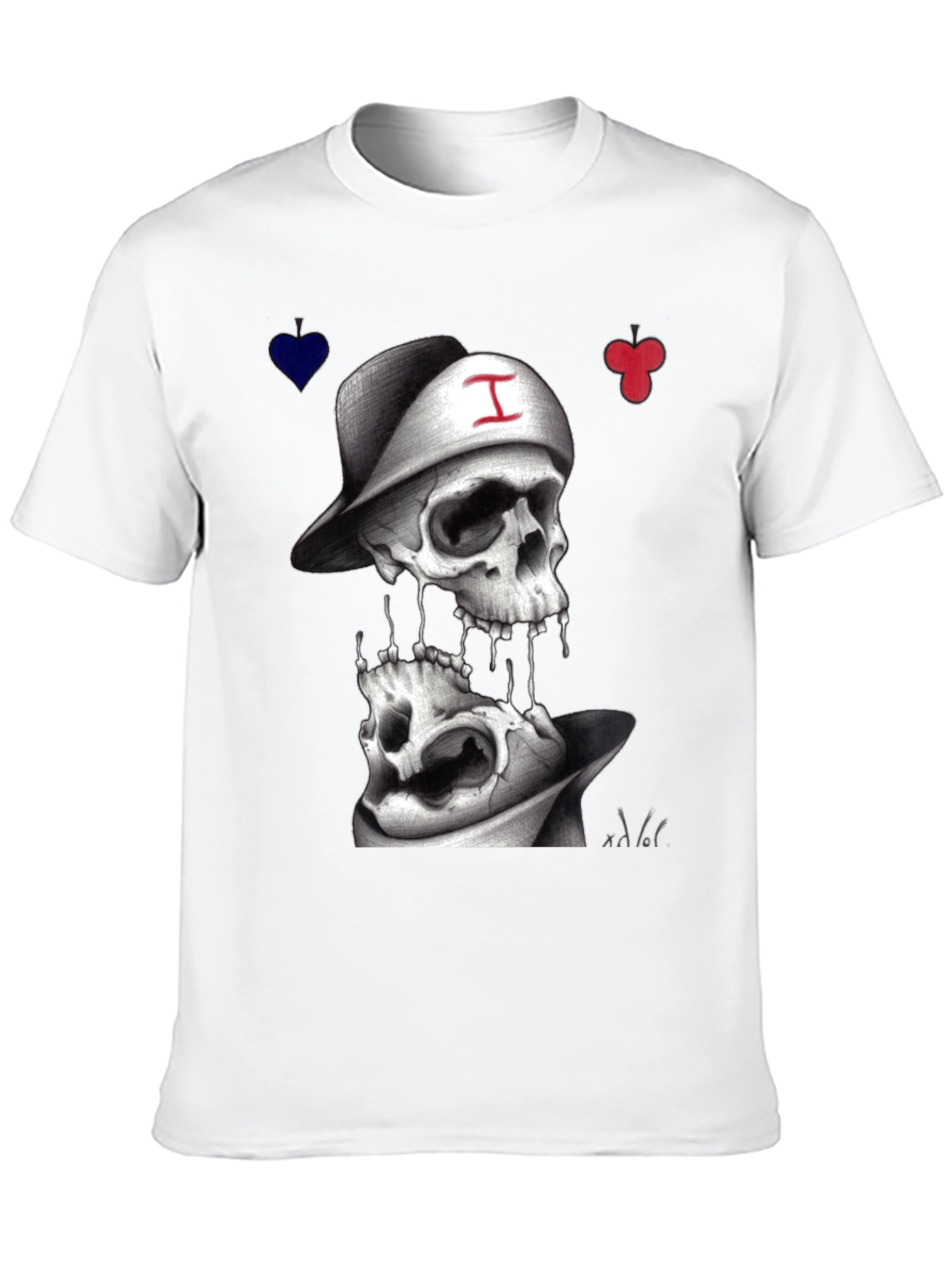 Skull Graphic T-Shirt with Cards
