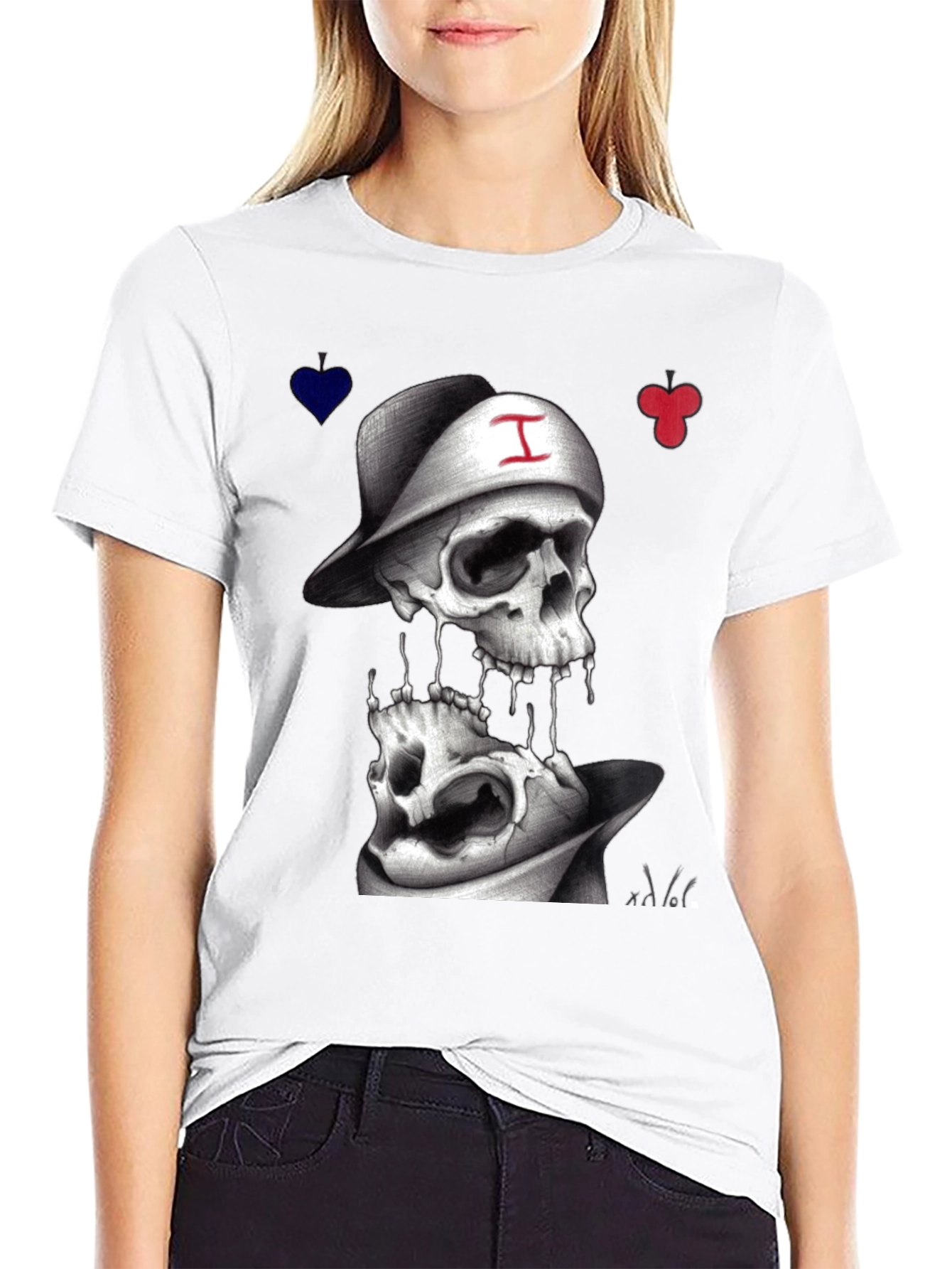 Skull Graphic T-Shirt with Cards