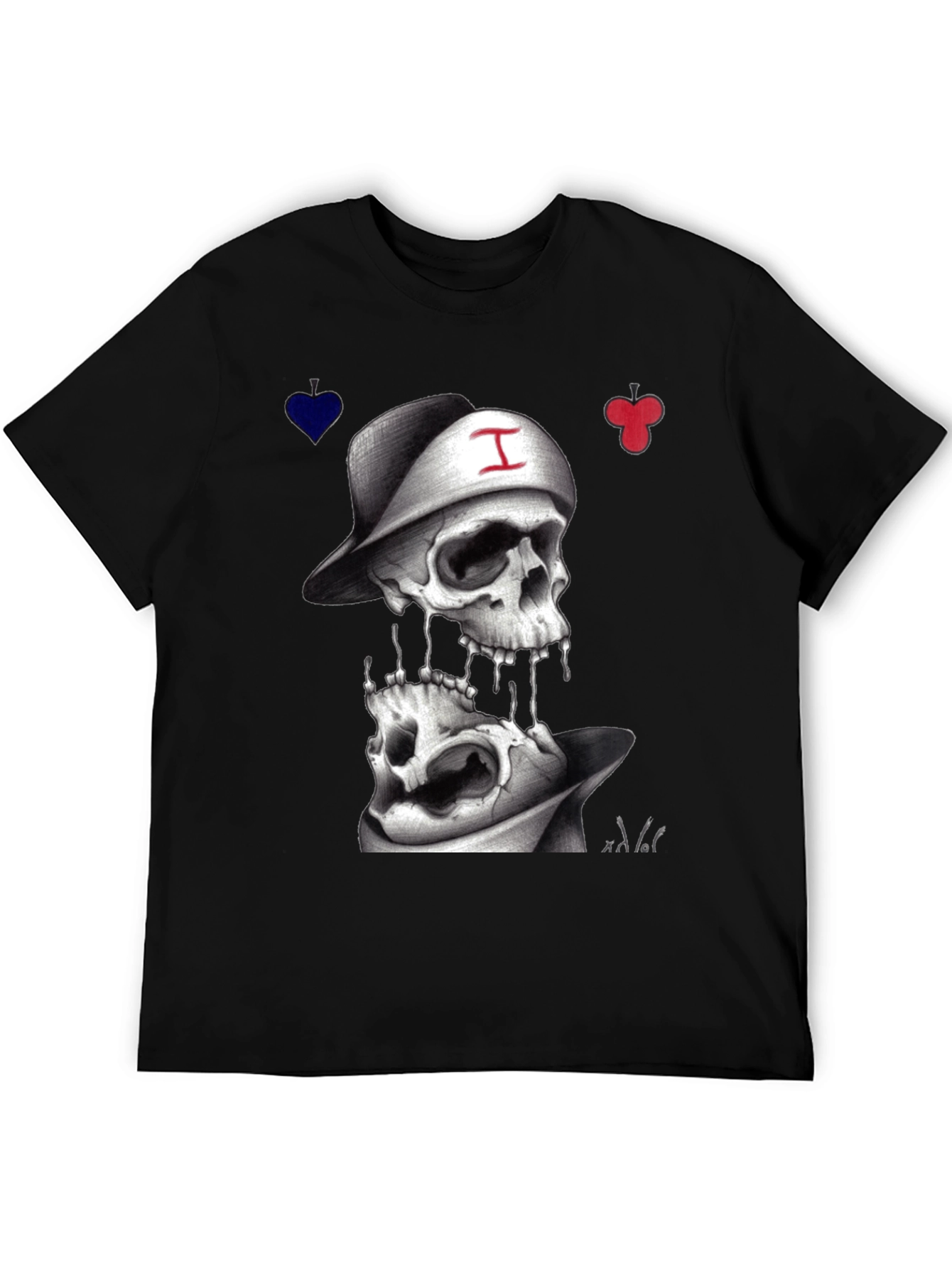 Skull Graphic T-Shirt with Cards
