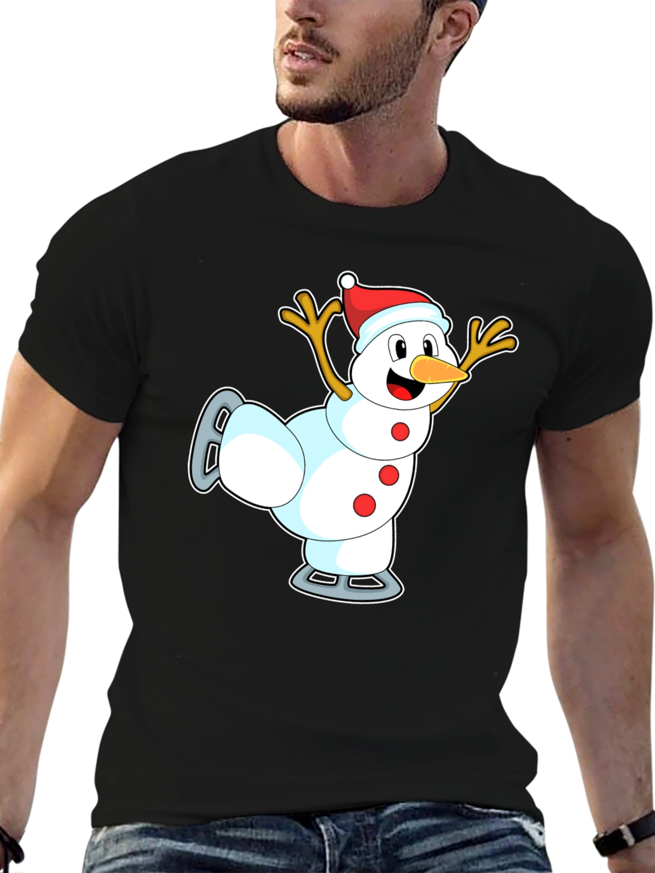 Snowman on Skates T-Shirt - Holiday Fun