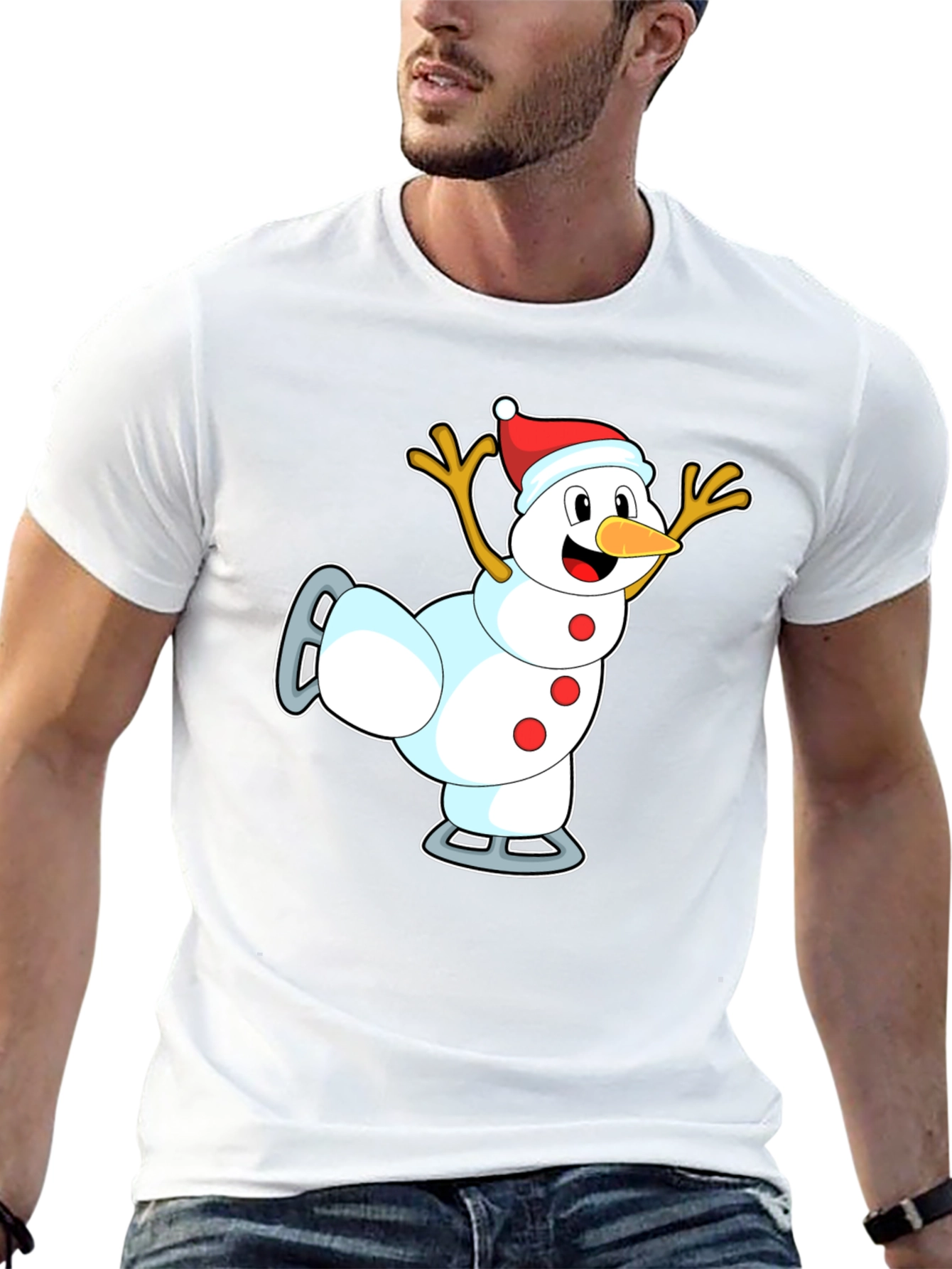 Snowman on Skates T-Shirt - Holiday Fun