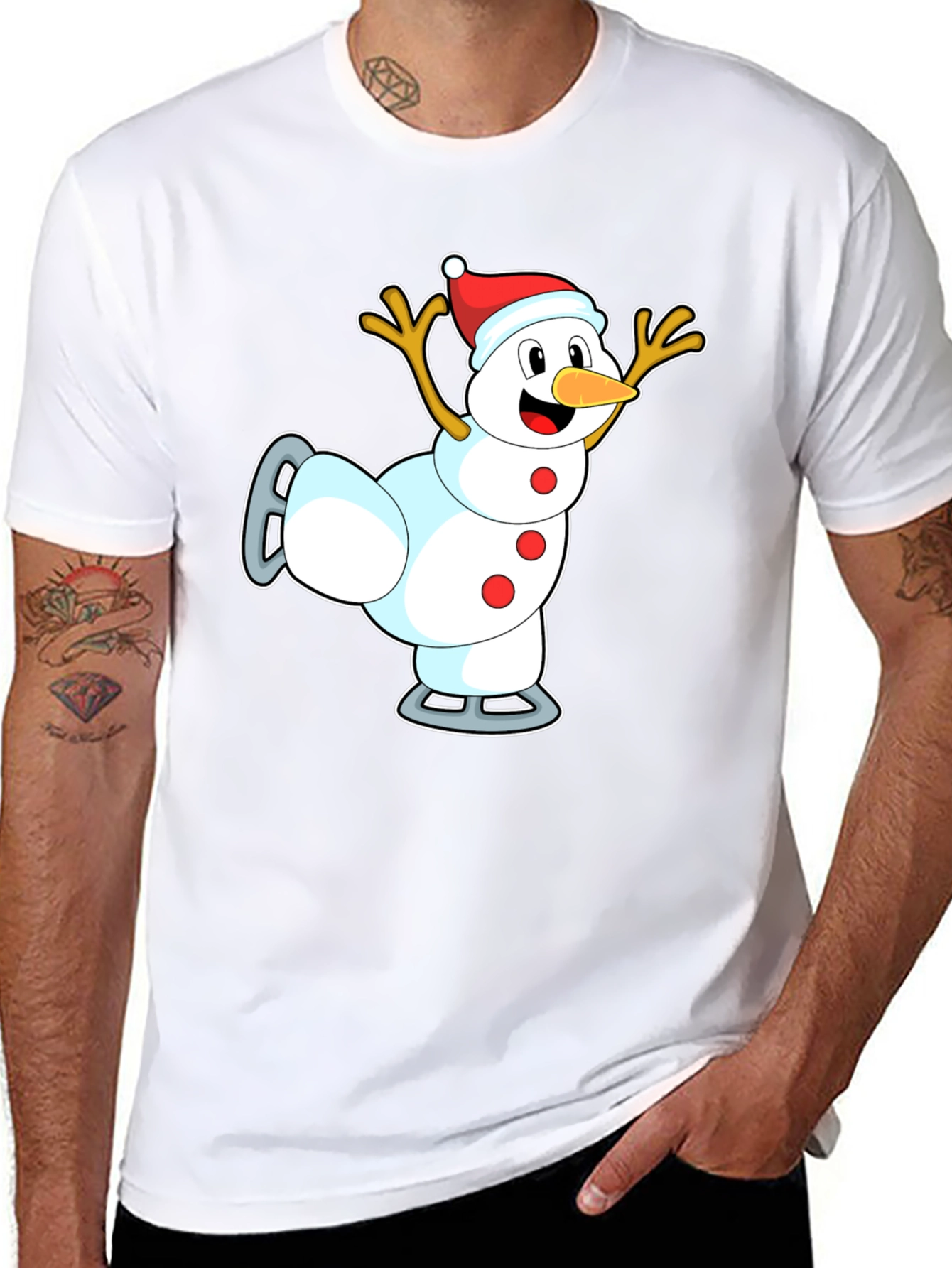 Snowman on Skates T-Shirt - Holiday Fun