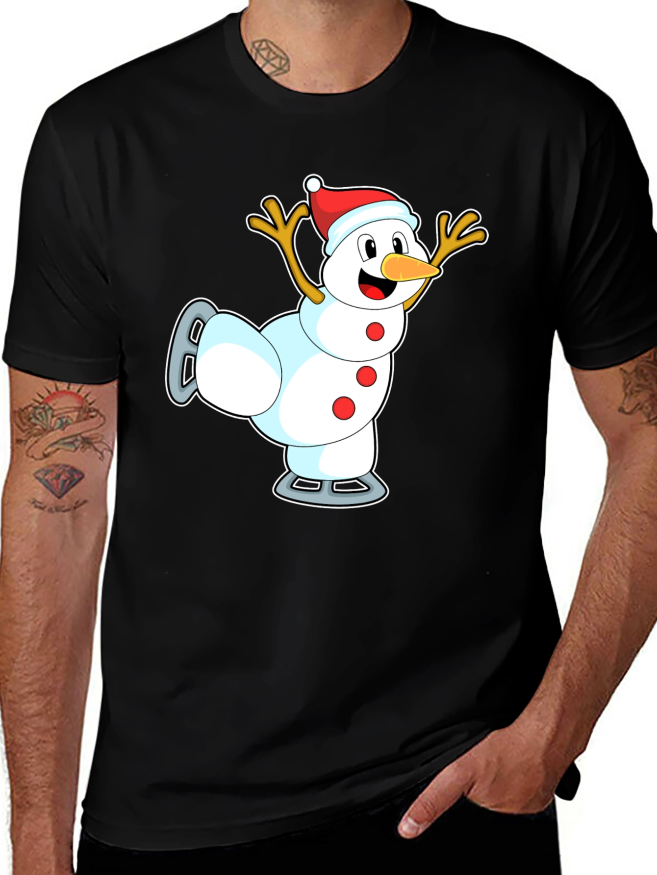 Snowman on Skates T-Shirt - Holiday Fun