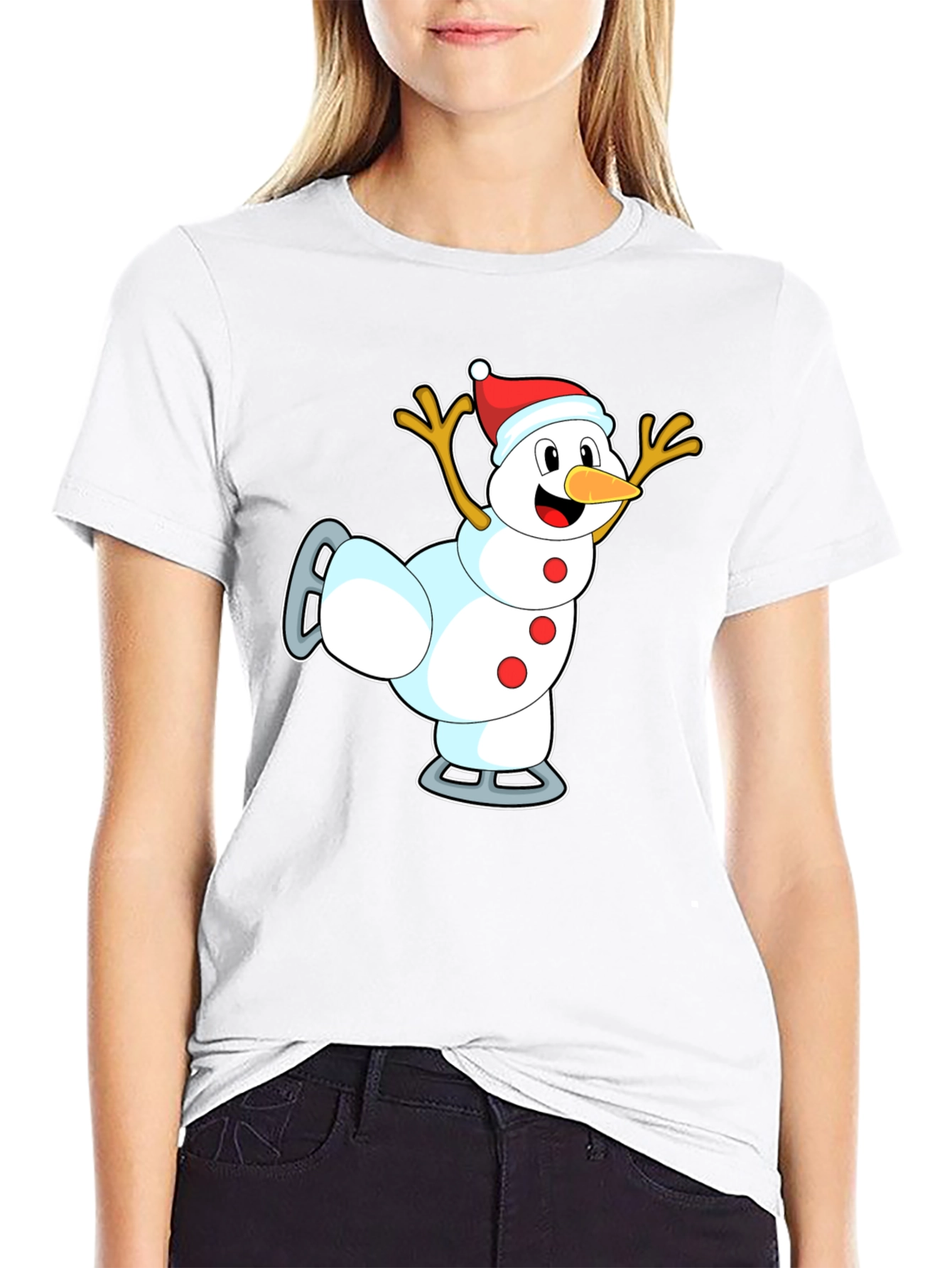 Snowman on Skates T-Shirt - Holiday Fun