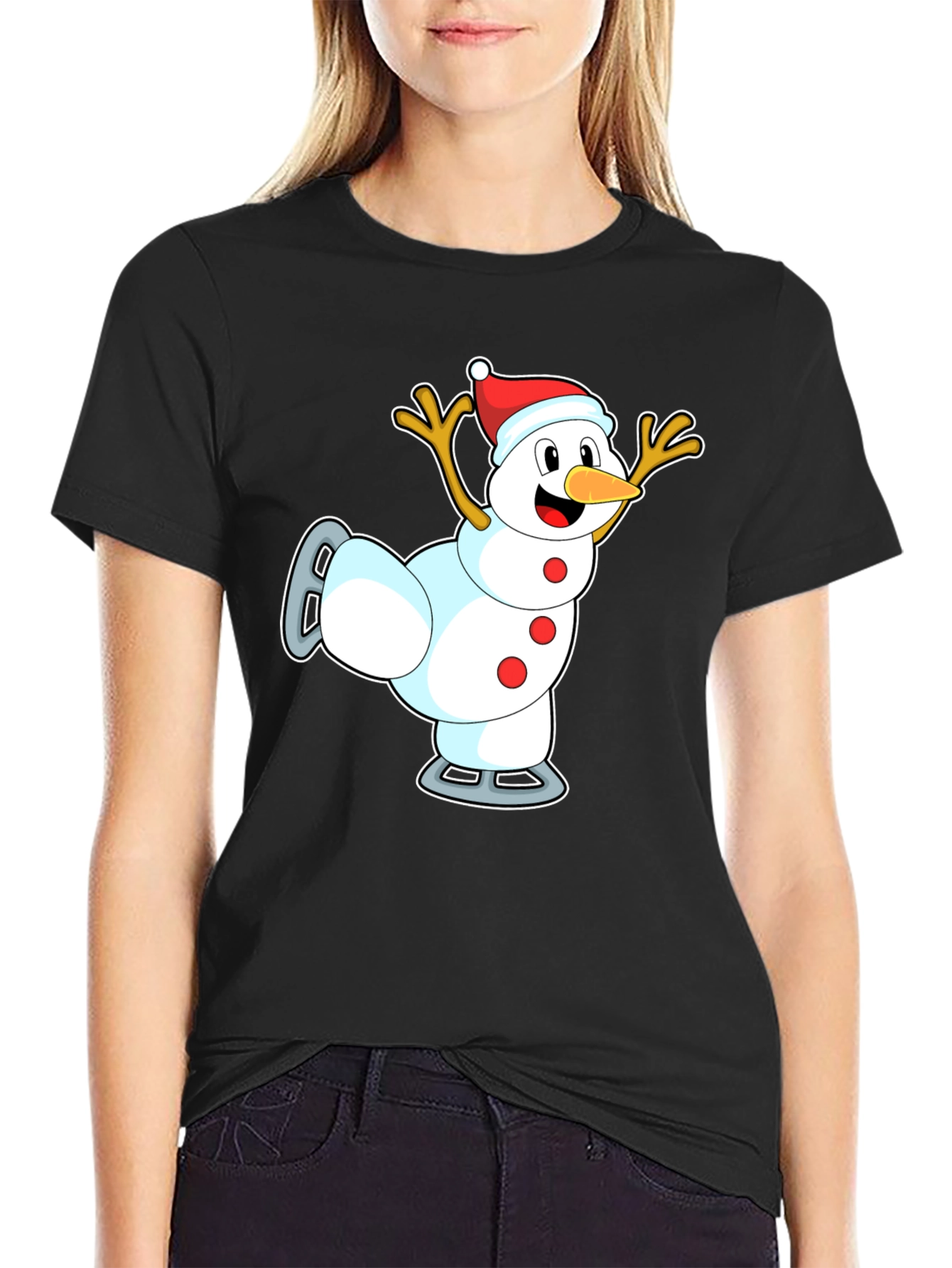 Snowman on Skates T-Shirt - Holiday Fun