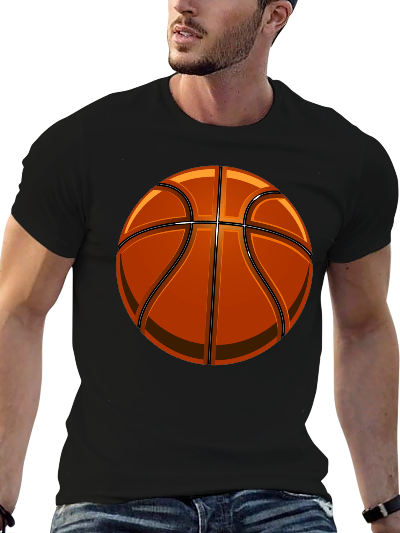 Basketball Graphic Tee - Black Cotton Comfort