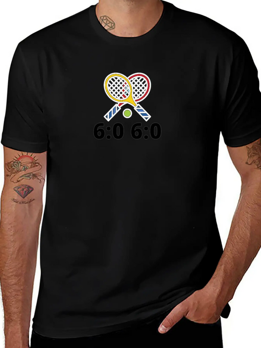 6060 Tennis Score Print Basic Graphic T-Shirt – Daily Comfort In Soft Cotton