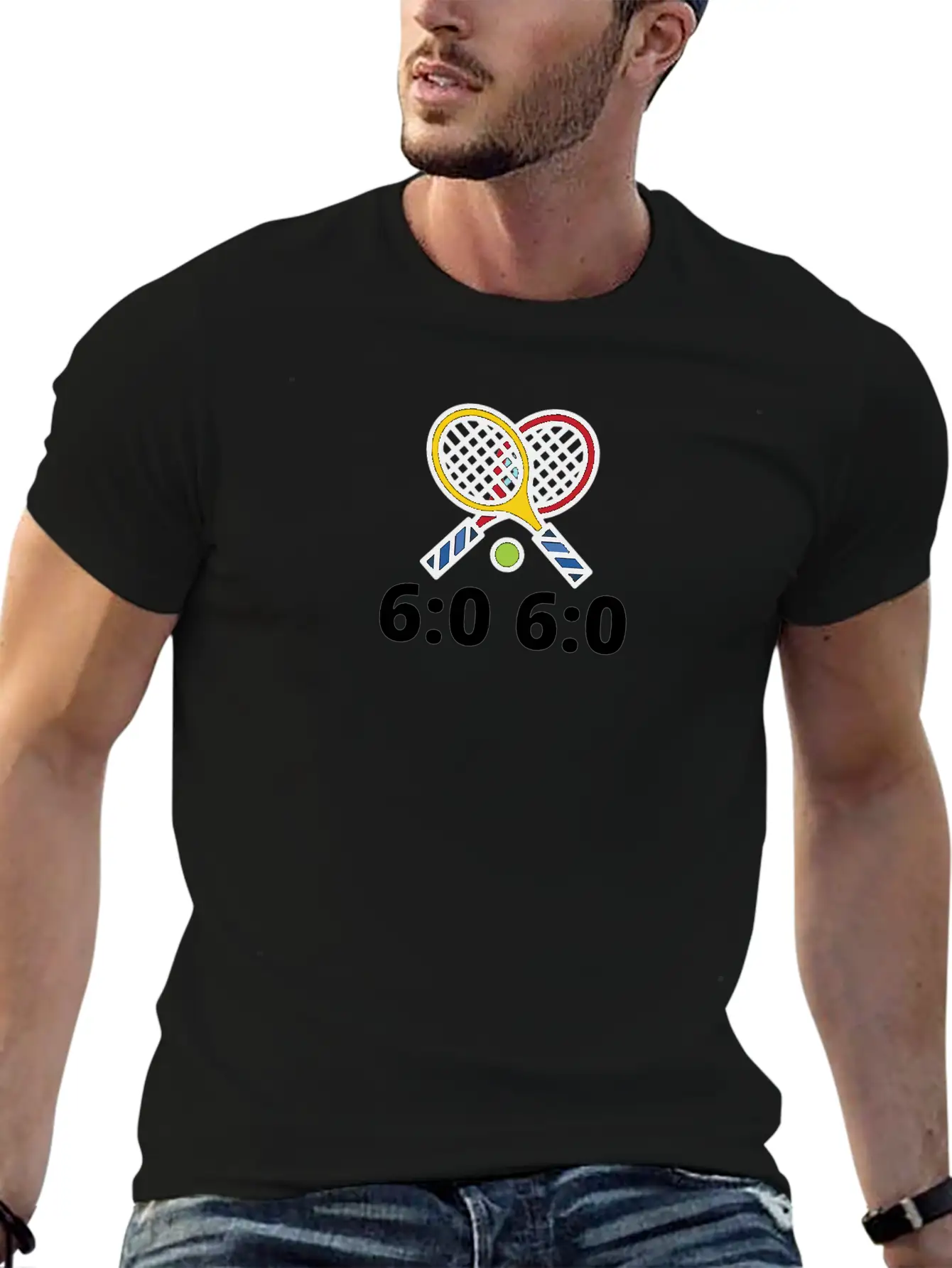 6060 Tennis Score Print Basic Graphic T-Shirt – Daily Comfort In Soft Cotton