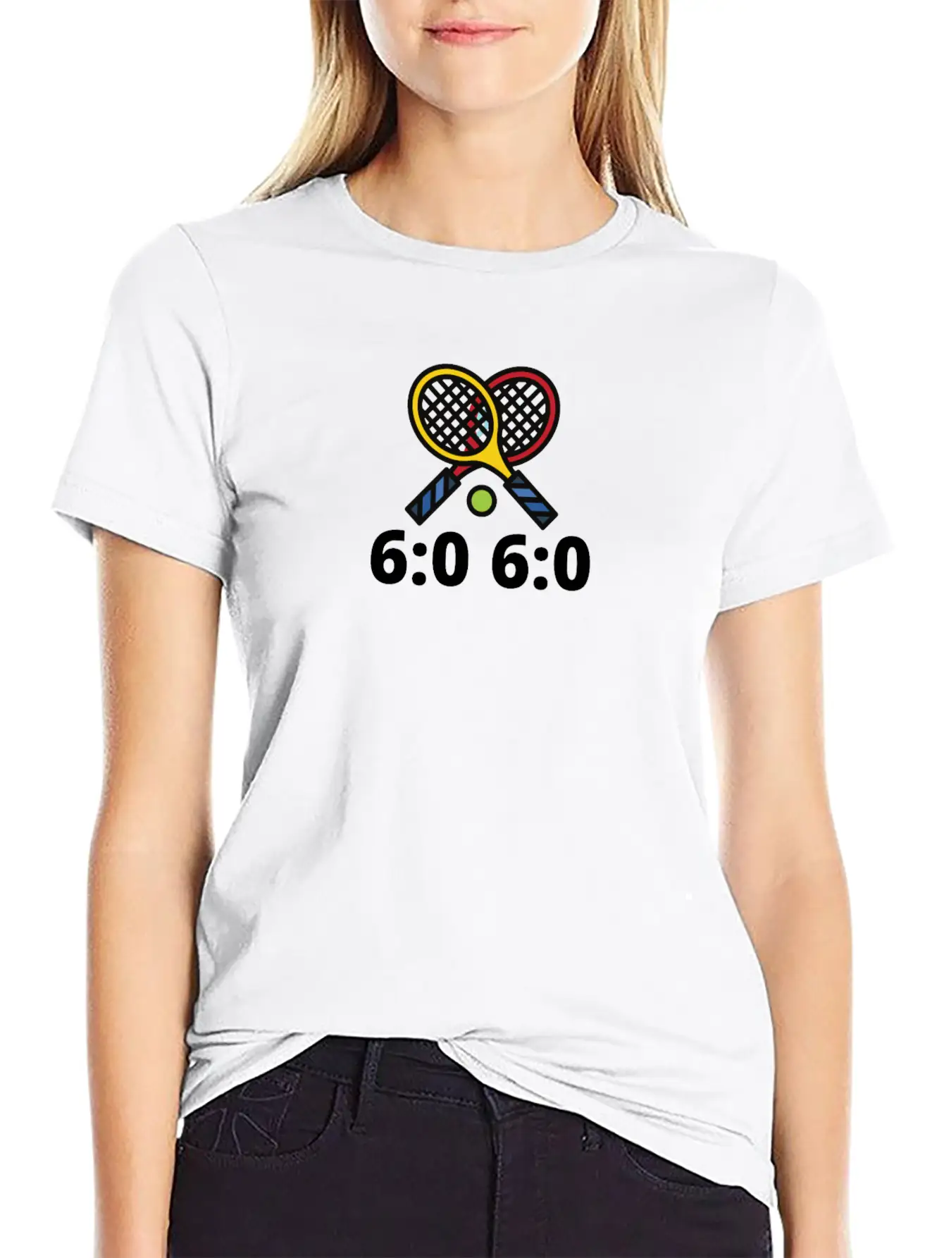 6060 Tennis Score Print Basic Graphic T-Shirt – Daily Comfort In Soft Cotton