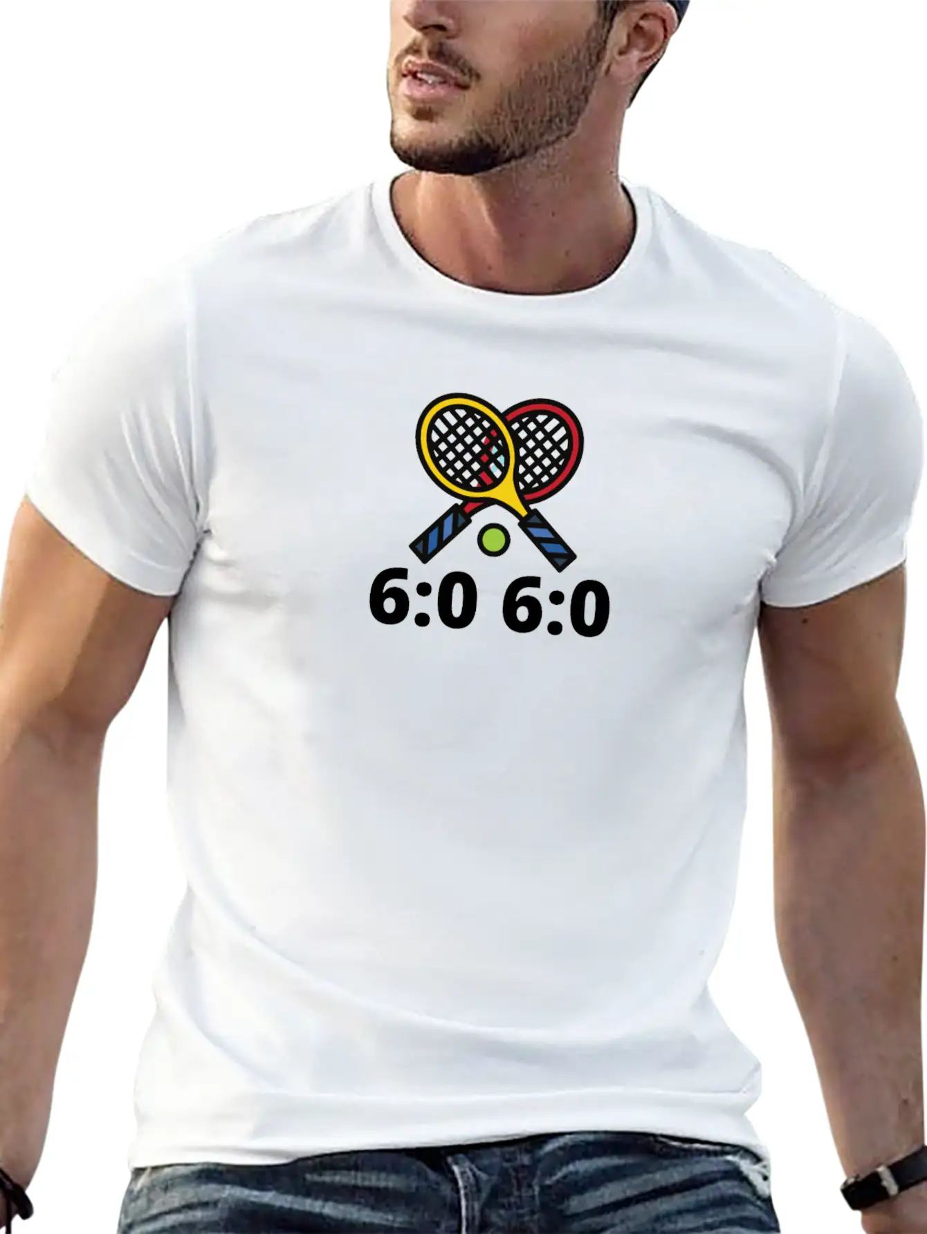 6060 Tennis Score Print Basic Graphic T-Shirt – Daily Comfort In Soft Cotton