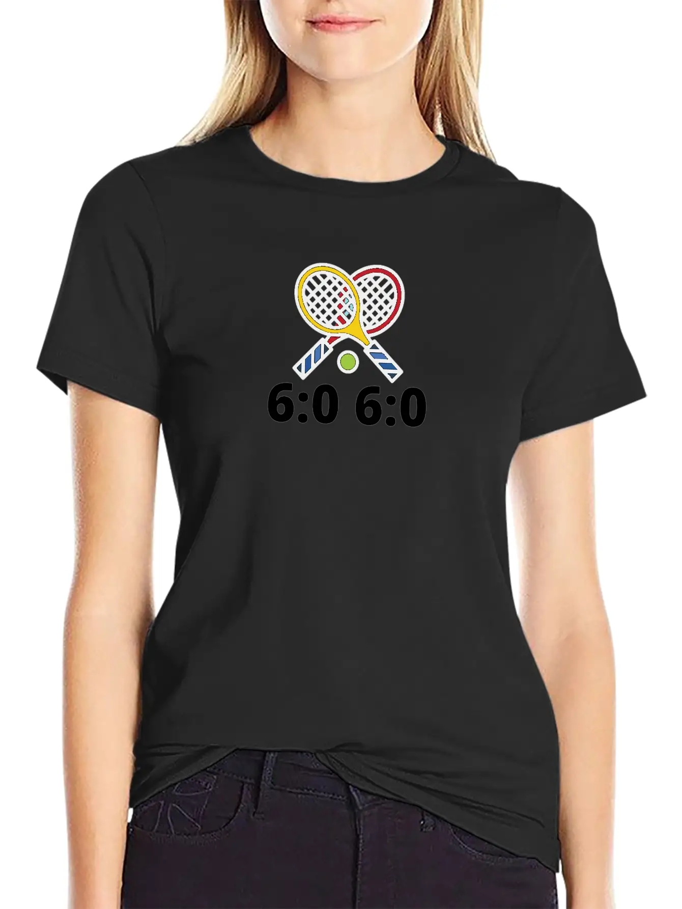 6060 Tennis Score Print Basic Graphic T-Shirt – Daily Comfort In Soft Cotton