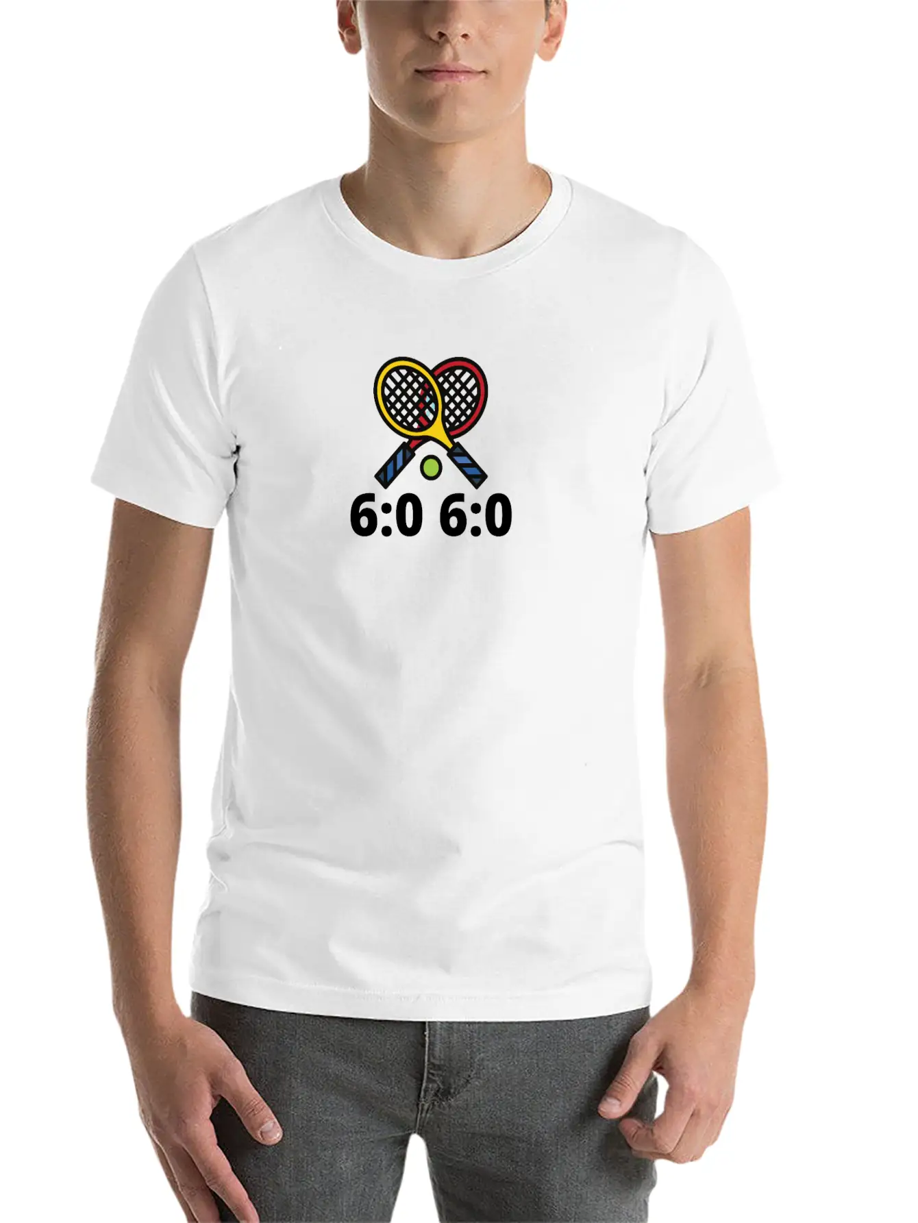 6060 Tennis Score Print Basic Graphic T-Shirt – Daily Comfort In Soft Cotton
