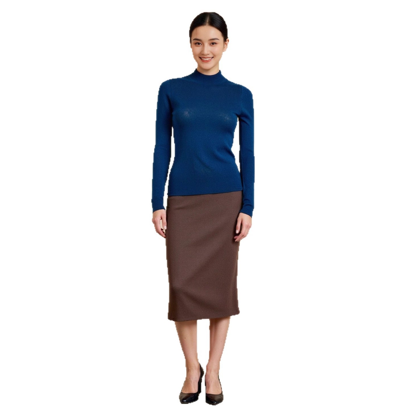 Neck Base Layer Women's Fine-spun Superfine  Pure Wool Thin Fitted Knit Inner Wear Early Autumn Winter Machine Washable