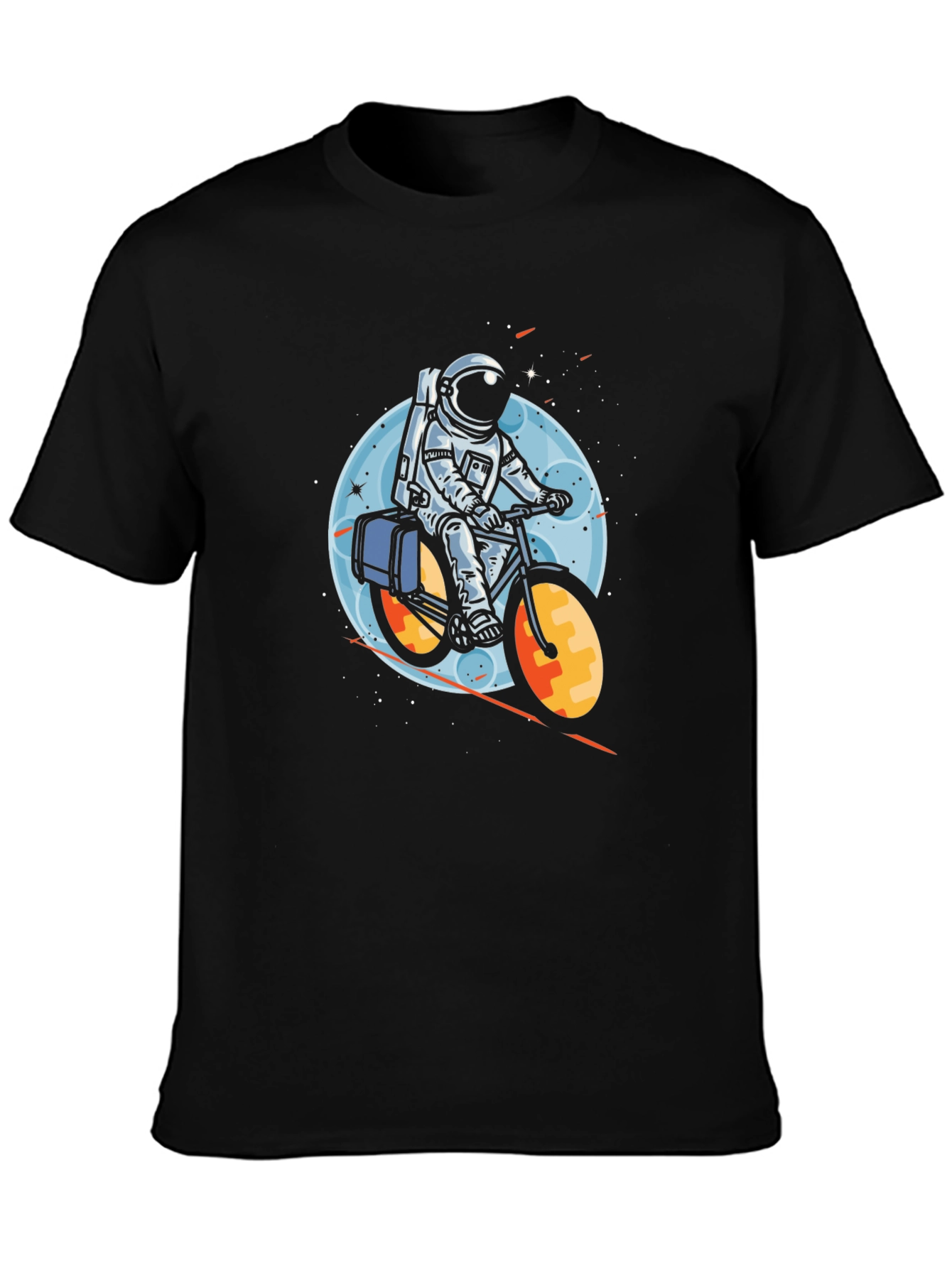 Astronaut Biker Graphic Tee - Space Adventure T-Shirt
