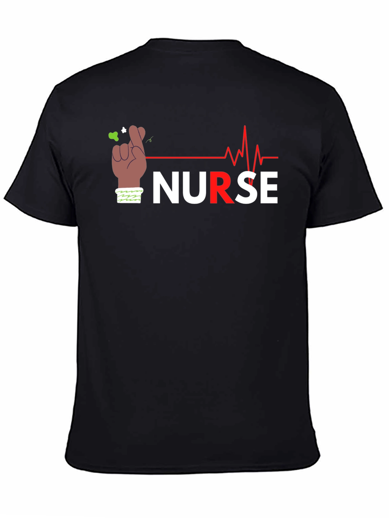 Nurse Crossed Fingers T-Shirt Black