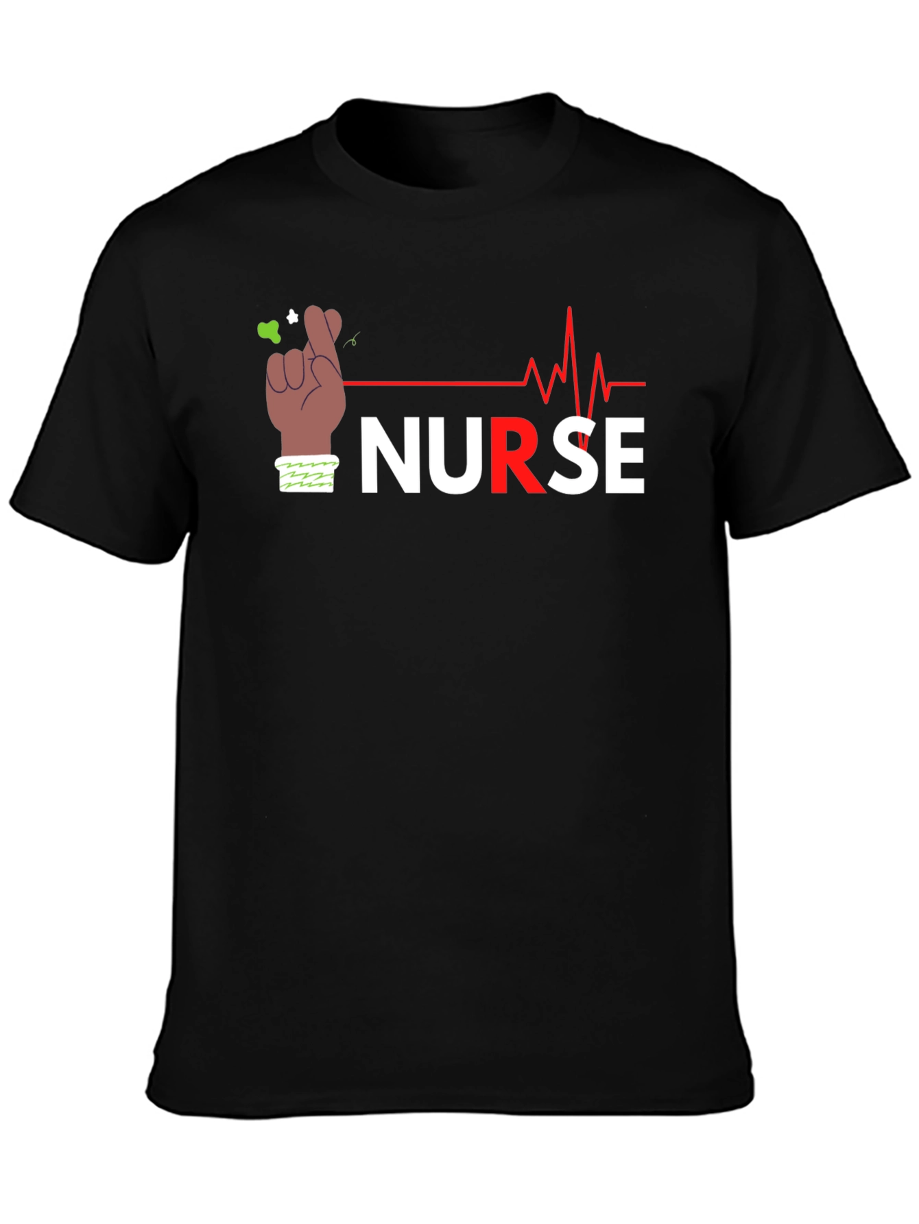 Nurse Crossed Fingers T-Shirt Black